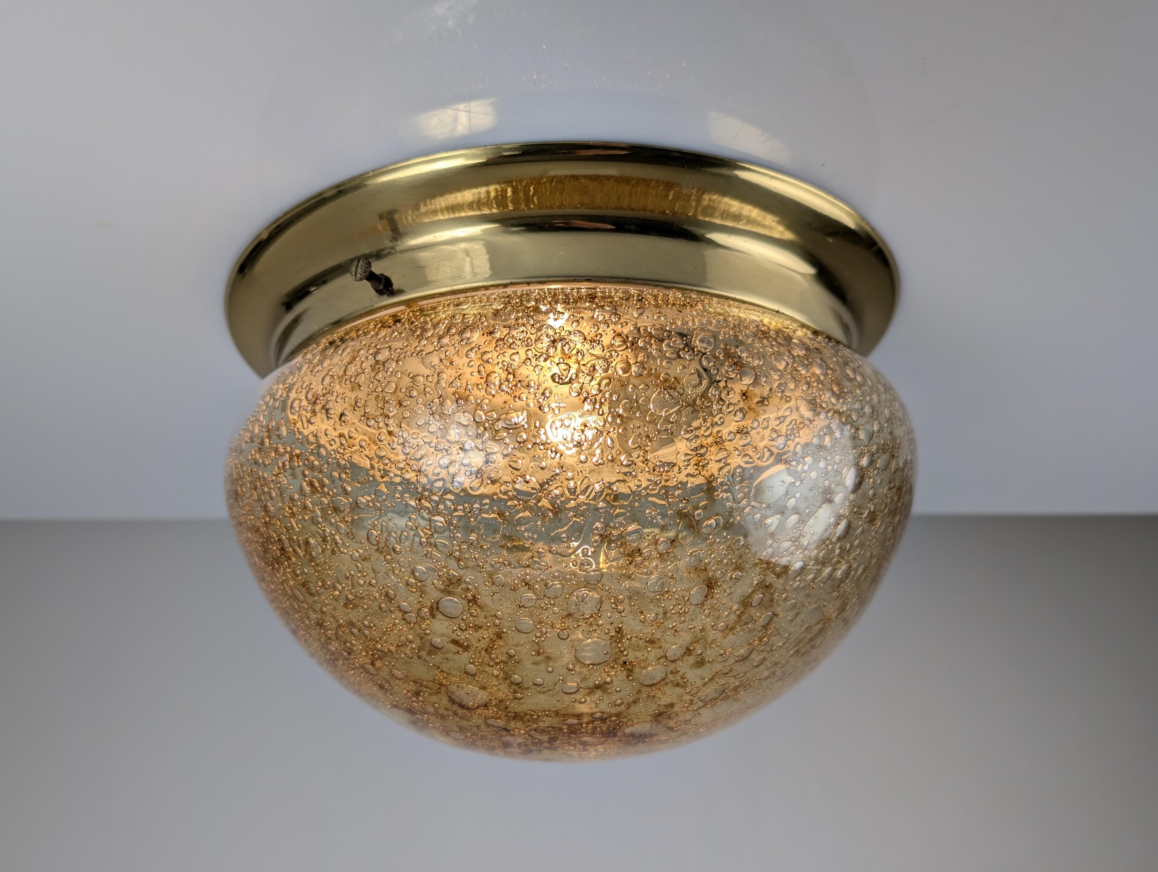 Italian Murano Glass Ceiling Lamp with Caramel Effect, 1960s For Sale