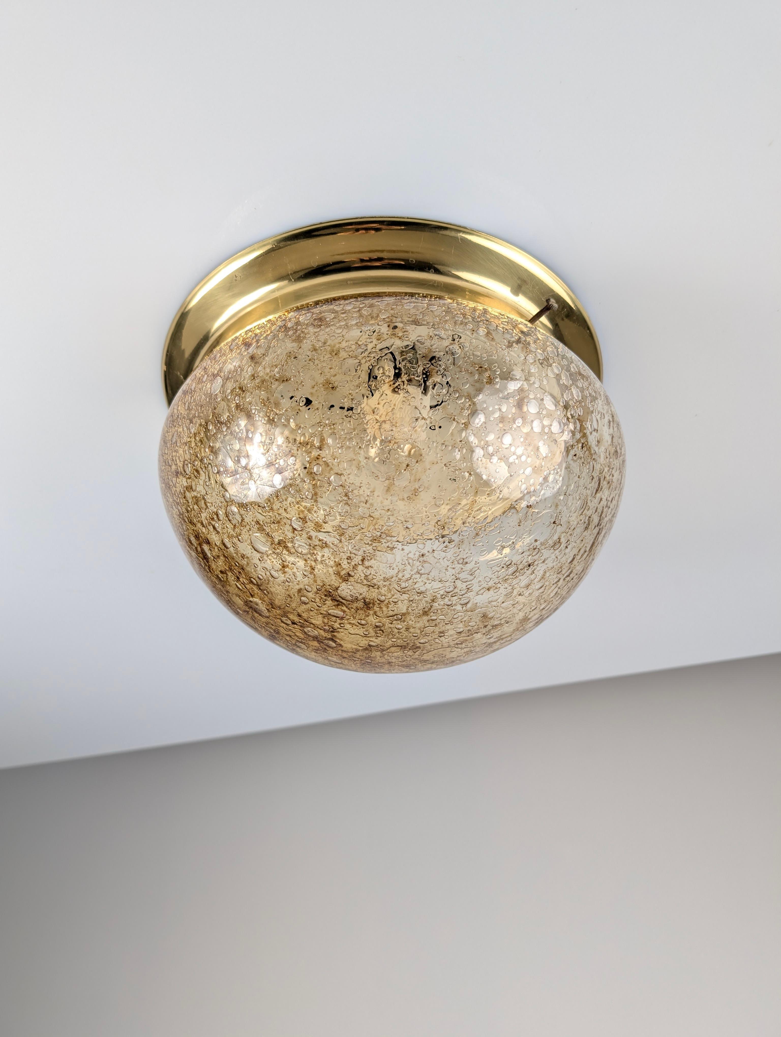 Murano Glass Ceiling Lamp with Caramel Effect, 1960s In Good Condition For Sale In Benalmadena, ES