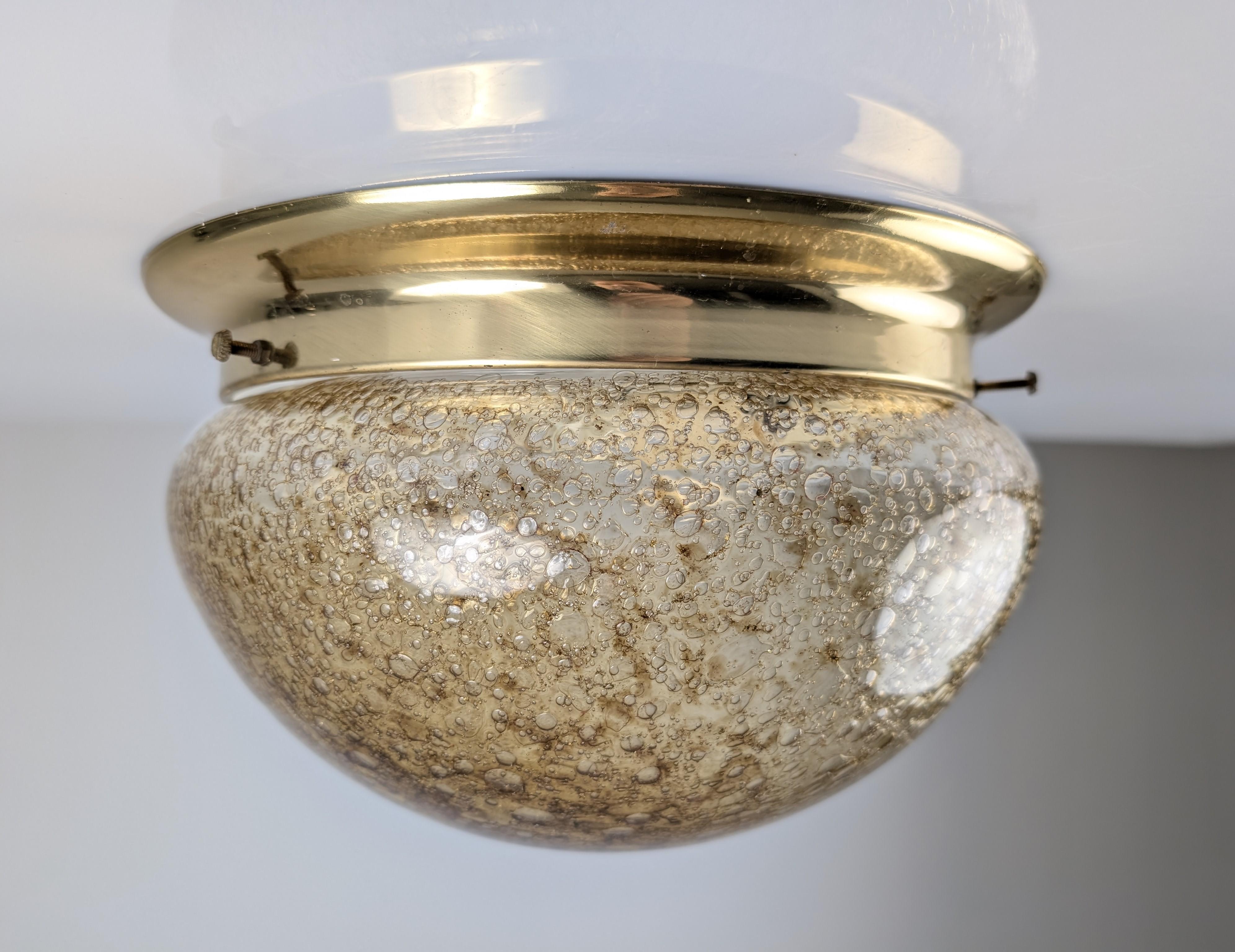Brass Murano Glass Ceiling Lamp with Caramel Effect, 1960s For Sale