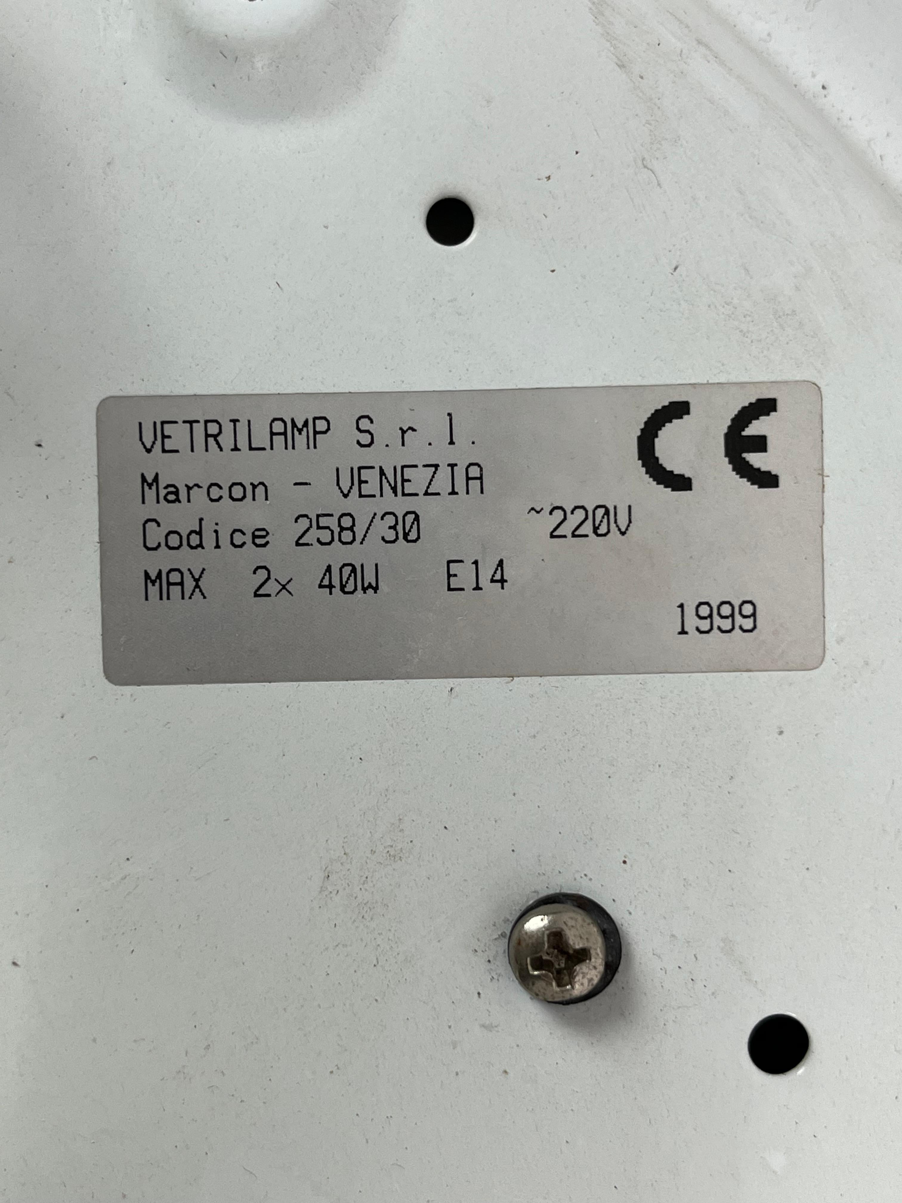 Lámpara de techo de cristal de Murano, años 90, estampada Vetrilamp Venezia en venta 6