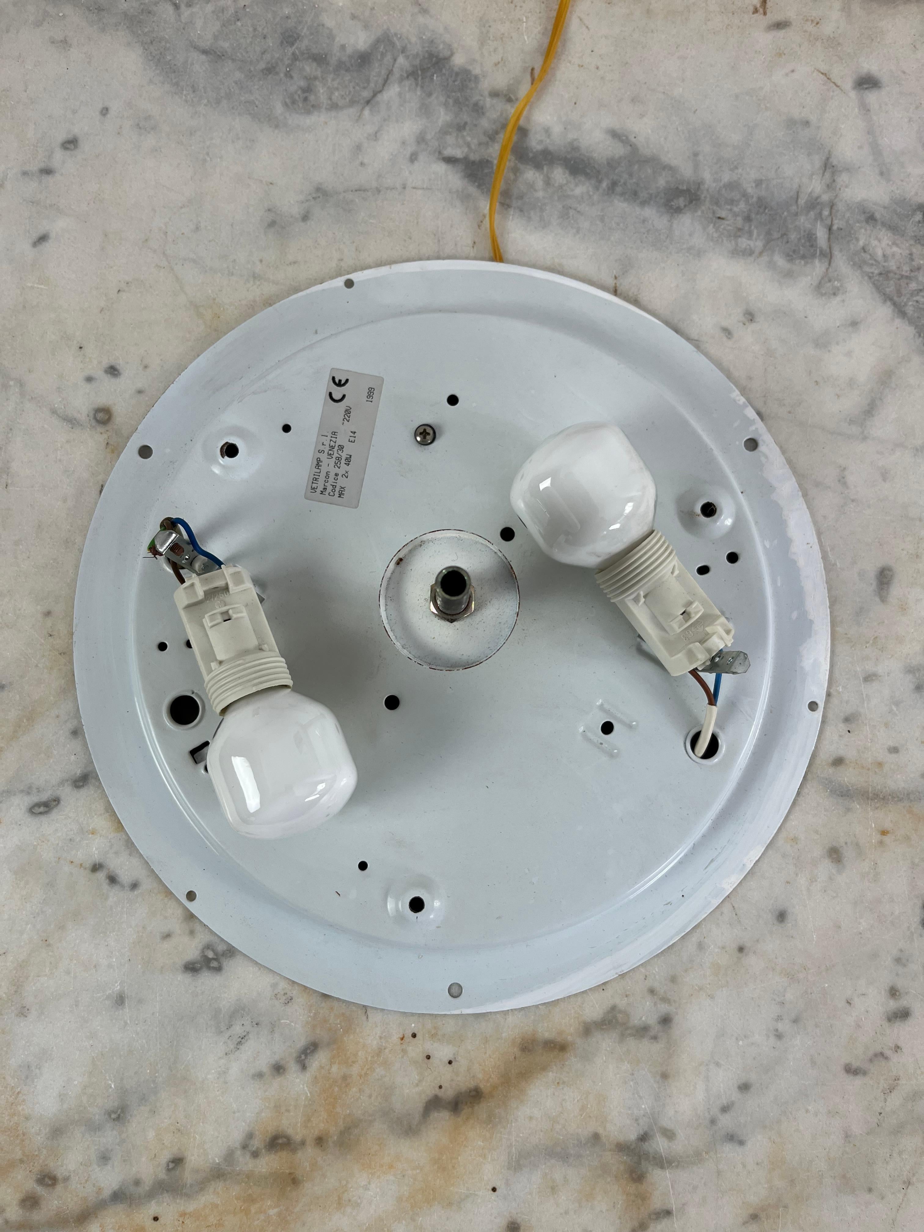 Lámpara de techo de cristal de Murano, años 90, estampada Vetrilamp Venezia en venta 7