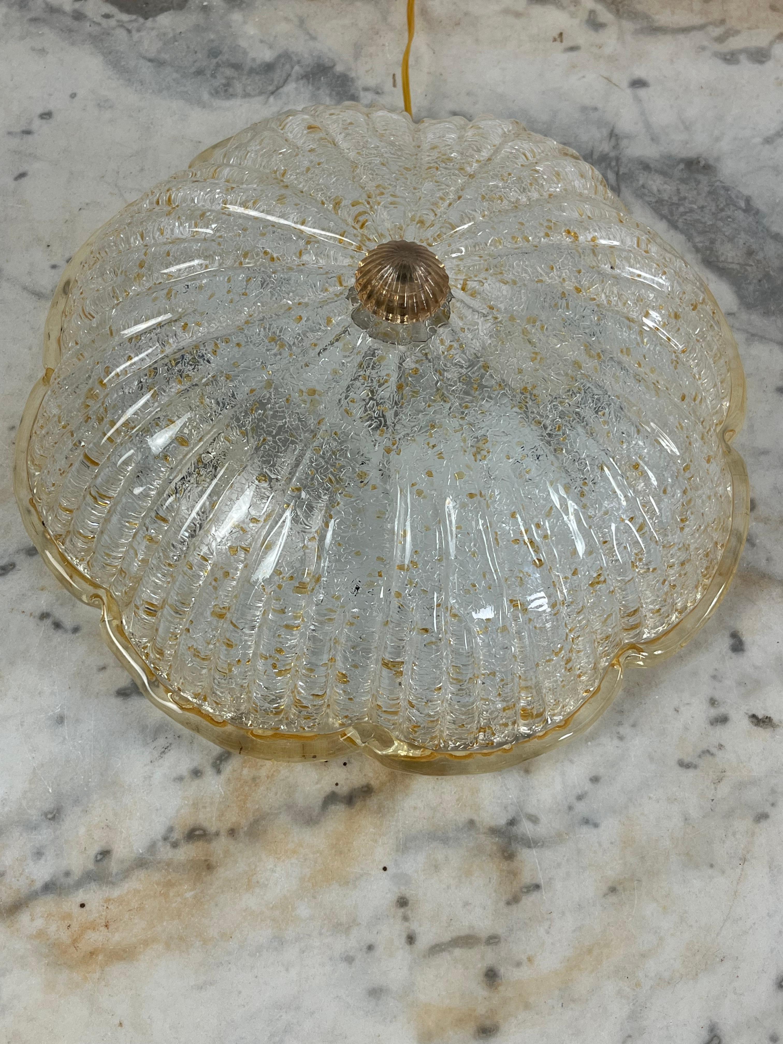 Lámpara de techo de cristal de Murano, años 90, estampada Vetrilamp Venezia Metal en venta