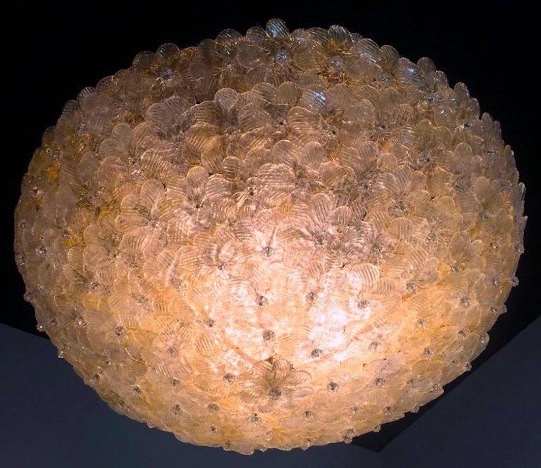 Lámpara de techo de cristal de Murano  por Barovier & Toso, 1960 Metal en venta
