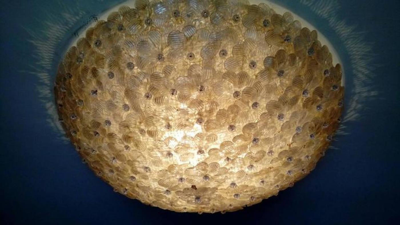 Lámpara de techo de cristal de Murano  por Barovier & Toso, 1960 en venta 1