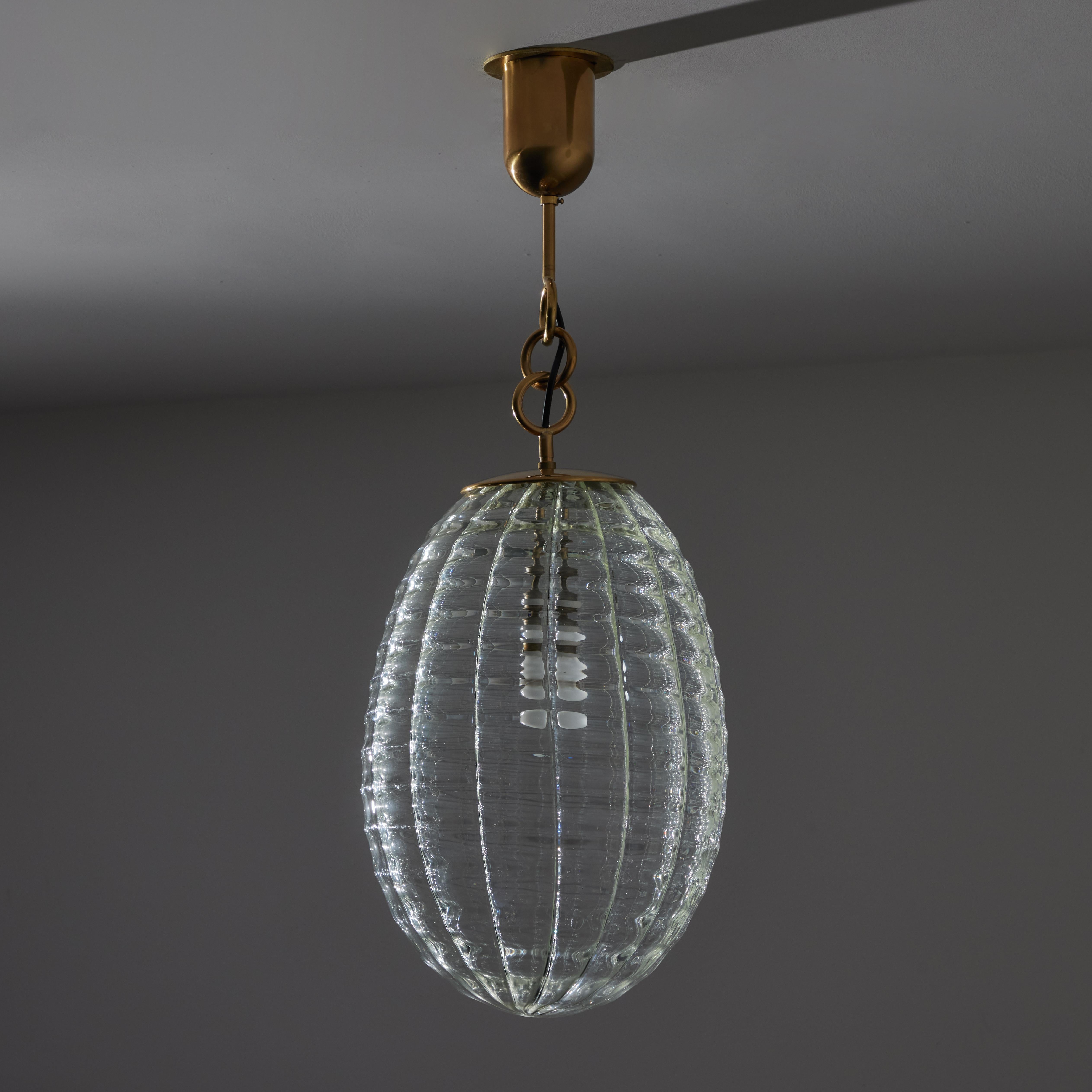 Brass Murano Glass Ceiling Light by Carlo Scarpa for Venini