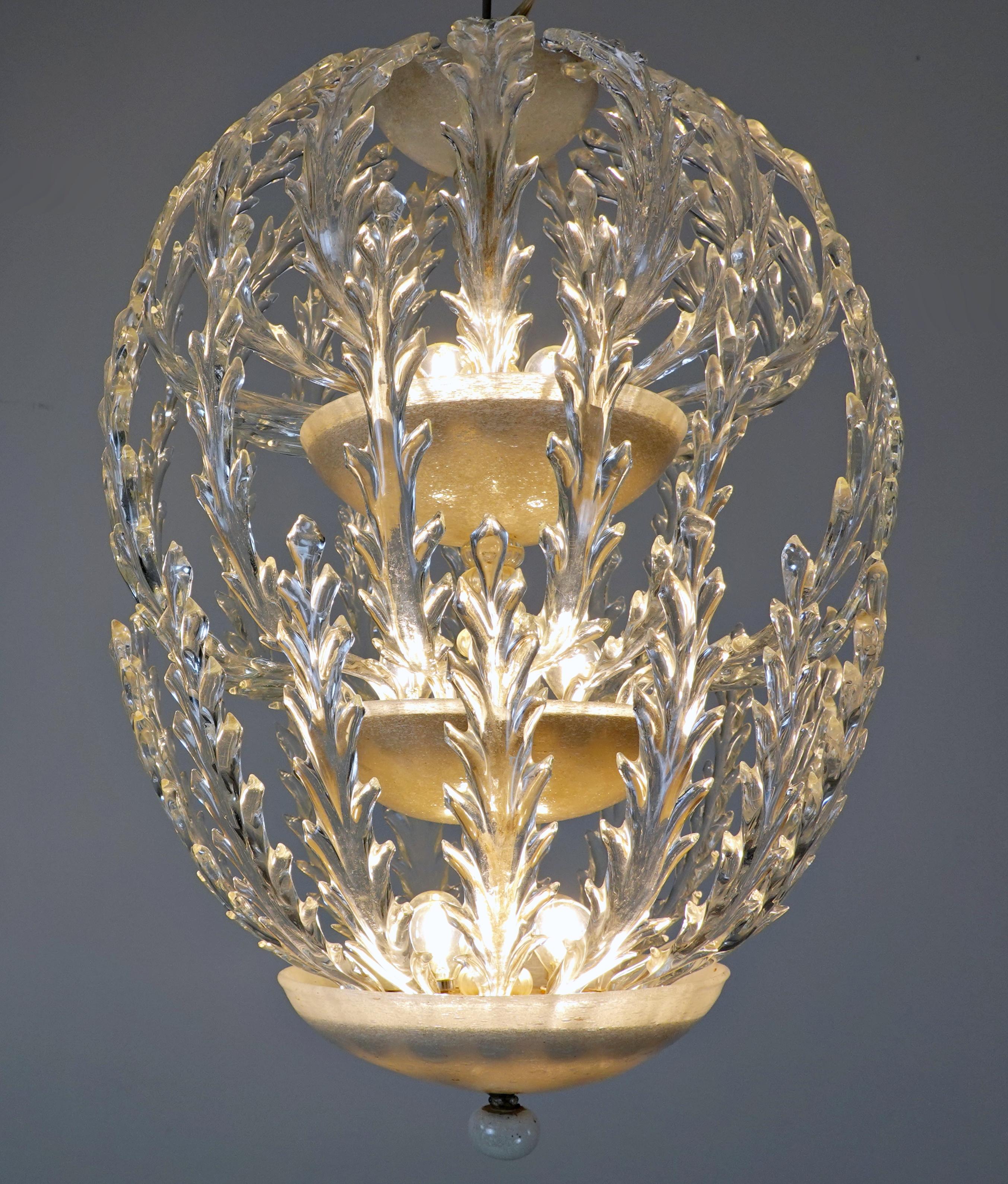 Murano Glass Ceiling Light for Venini, circa 1940 4