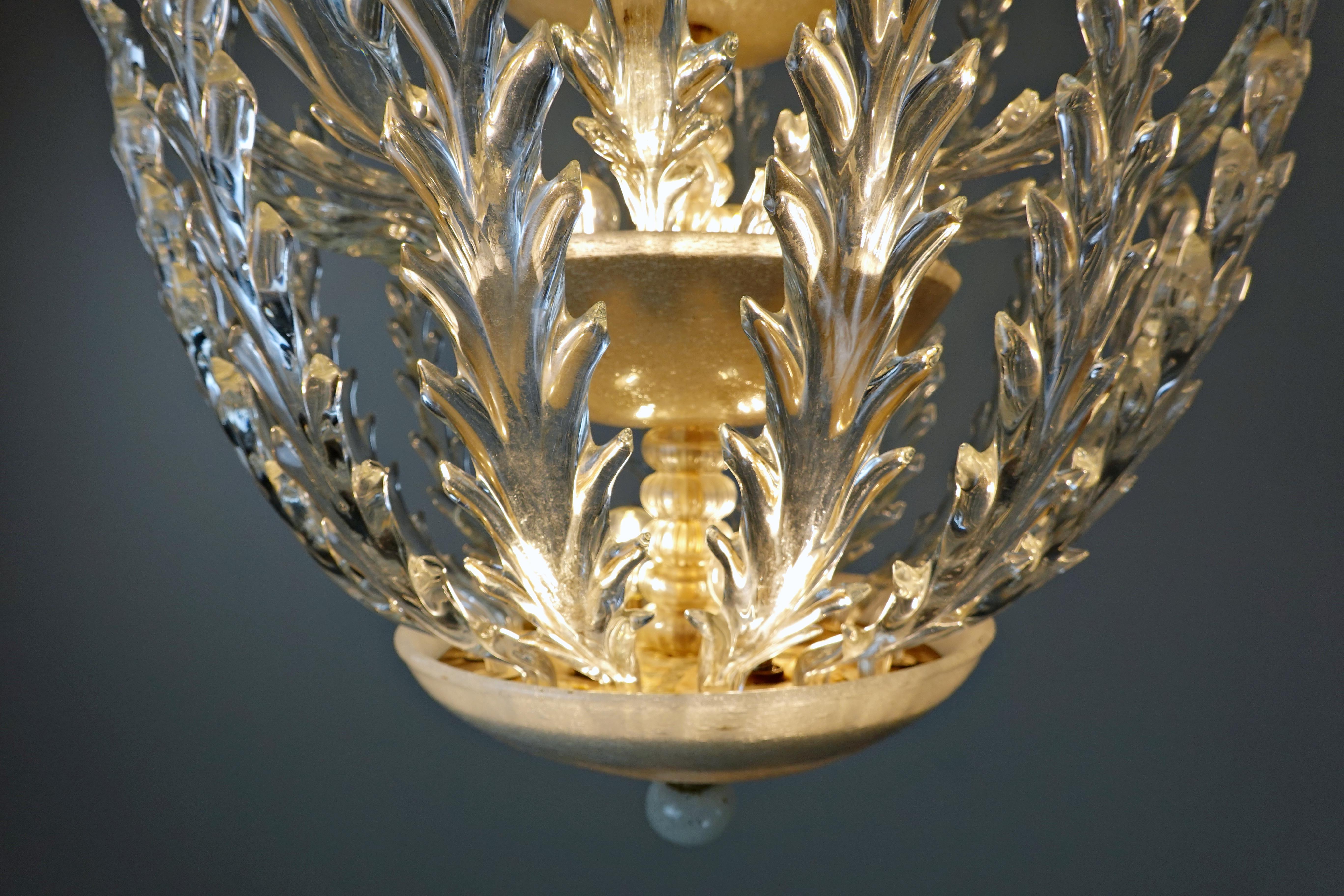 Murano Glass Ceiling Light for Venini, circa 1940 5