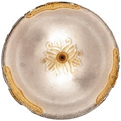 Murano Glass Ceiling Light or Flush Mount with Gold Inclusions by Barovier 1970s