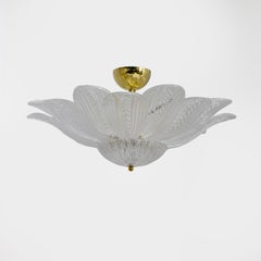 Murano Glass Ceiling Light with Clear Glass Flower Petals.