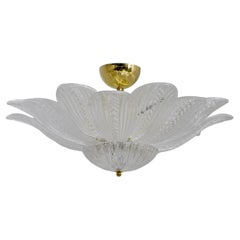 Murano Glass Ceiling Light with Clear Glass Flower Petals.