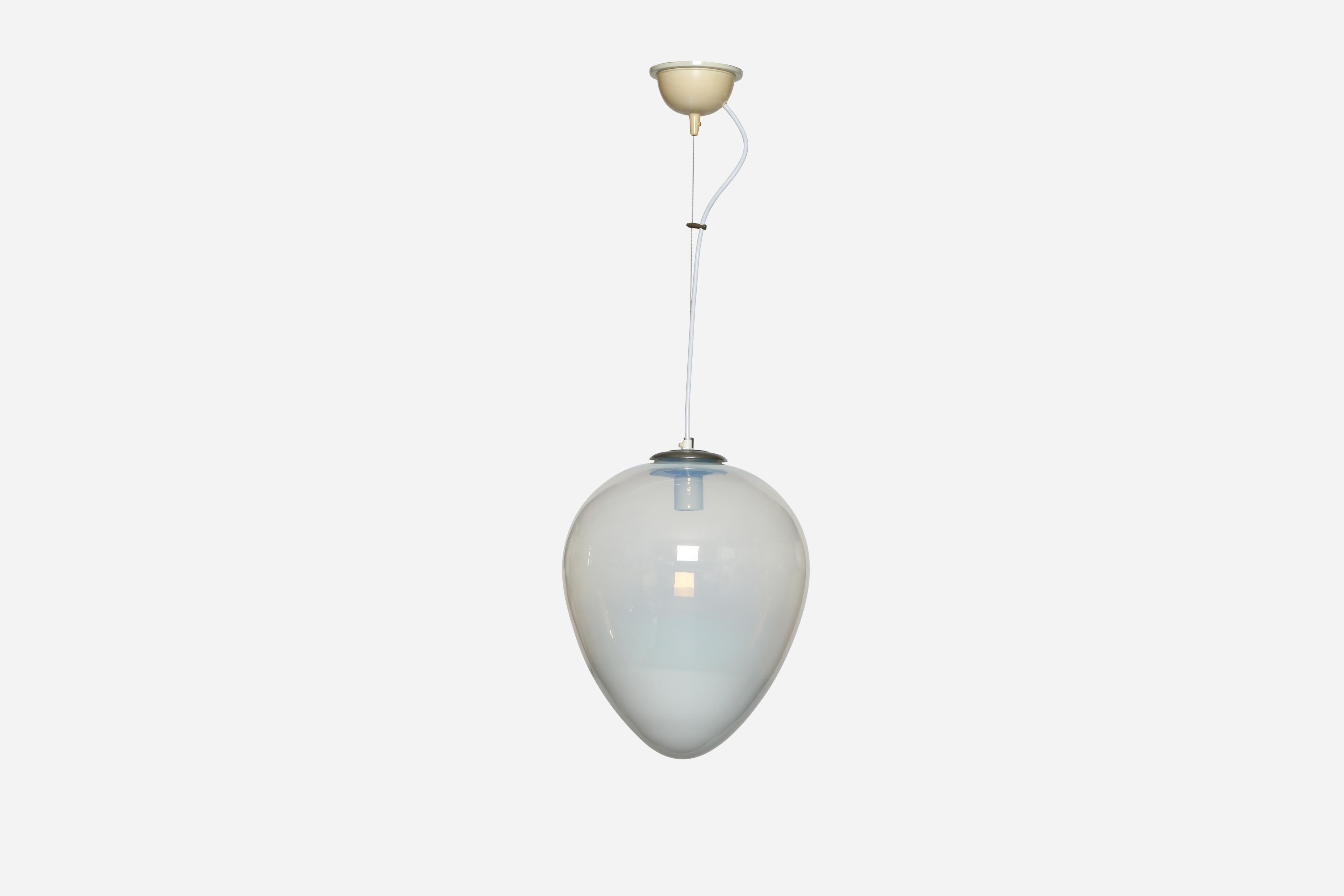 Murano glass ceiling pendant by Leucos.
Made in Italy in 1970s.
Handblown glass.
Rewired for US.
Takes one medium base bulb.
Overall drop is adjustable, can be shorter.
2 ceiling pendants are available.
Price is for 1 pendant.