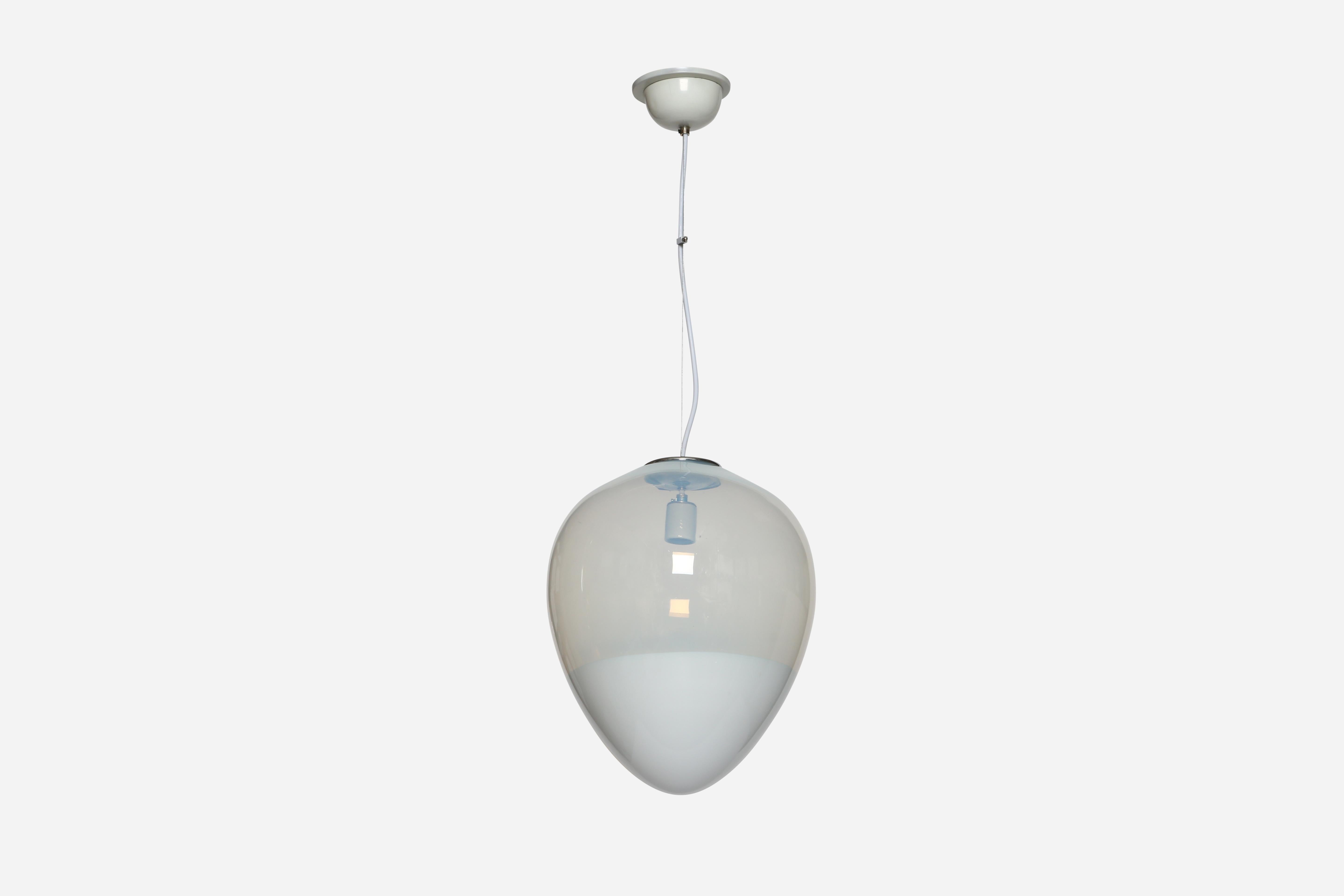 Murano glass ceiling pendant by Leucos.
Made in Italy in 1970s.
Handblown glass.
Rewired for US.
Takes one medium base bulb.
Overall drop is adjustable, can be shorter.
1 ceiling pendant is available.
Price is for 1 pendant.

We take pride in