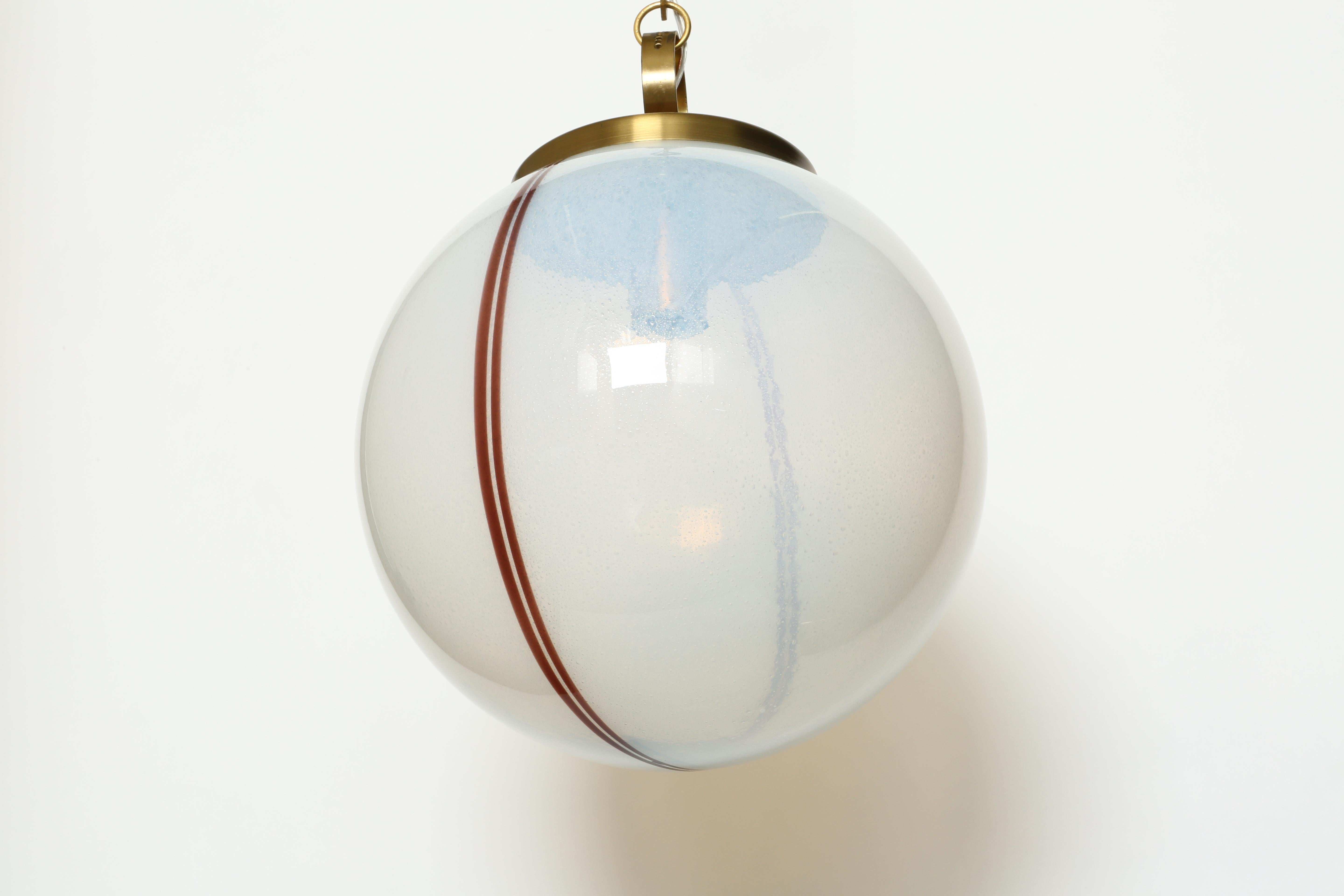 Patinated Murano glass Globe Ceiling Pendant