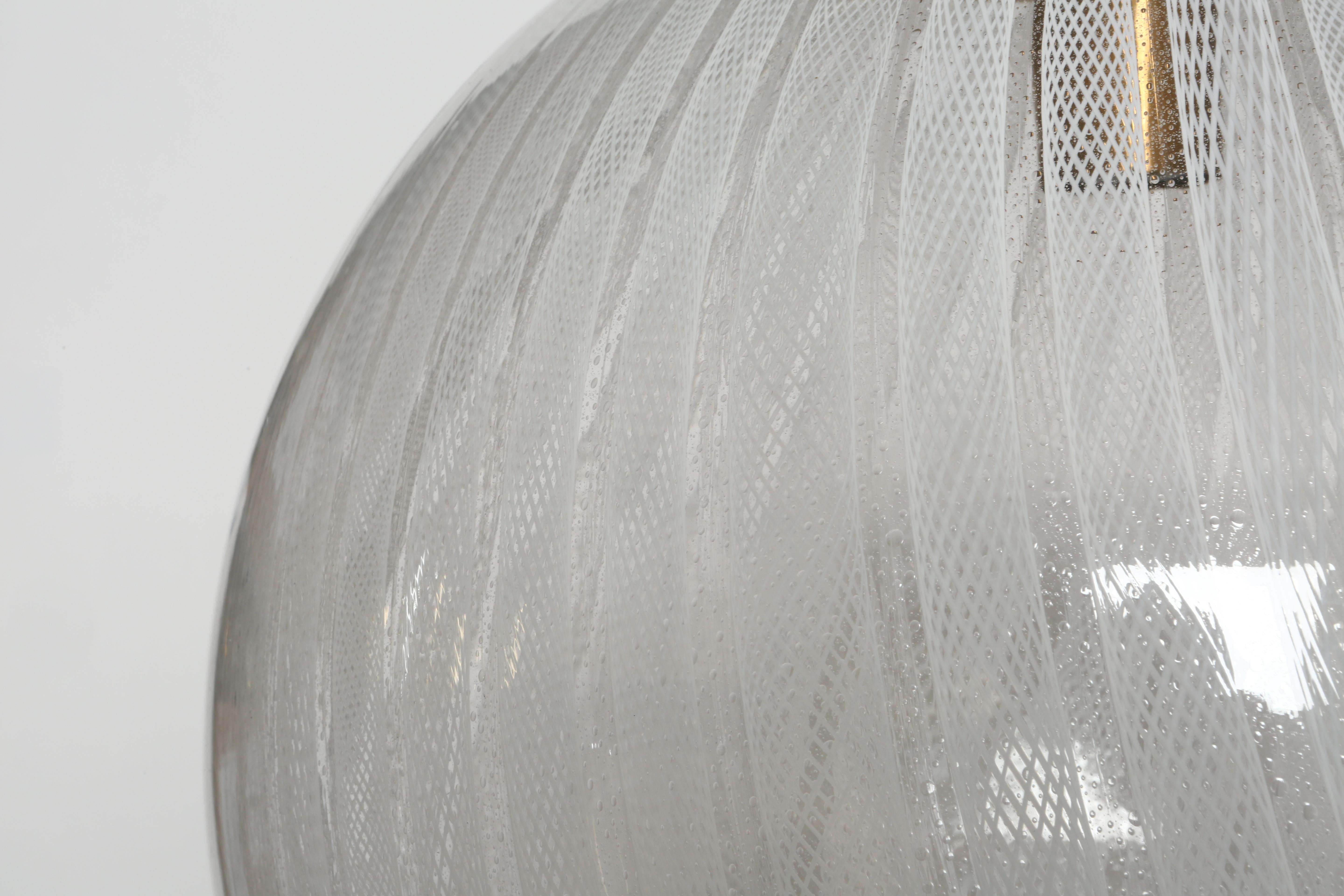 Murano Glass Ceiling Pendant in Zanfirico Glass by Venini, Attributed For Sale 3
