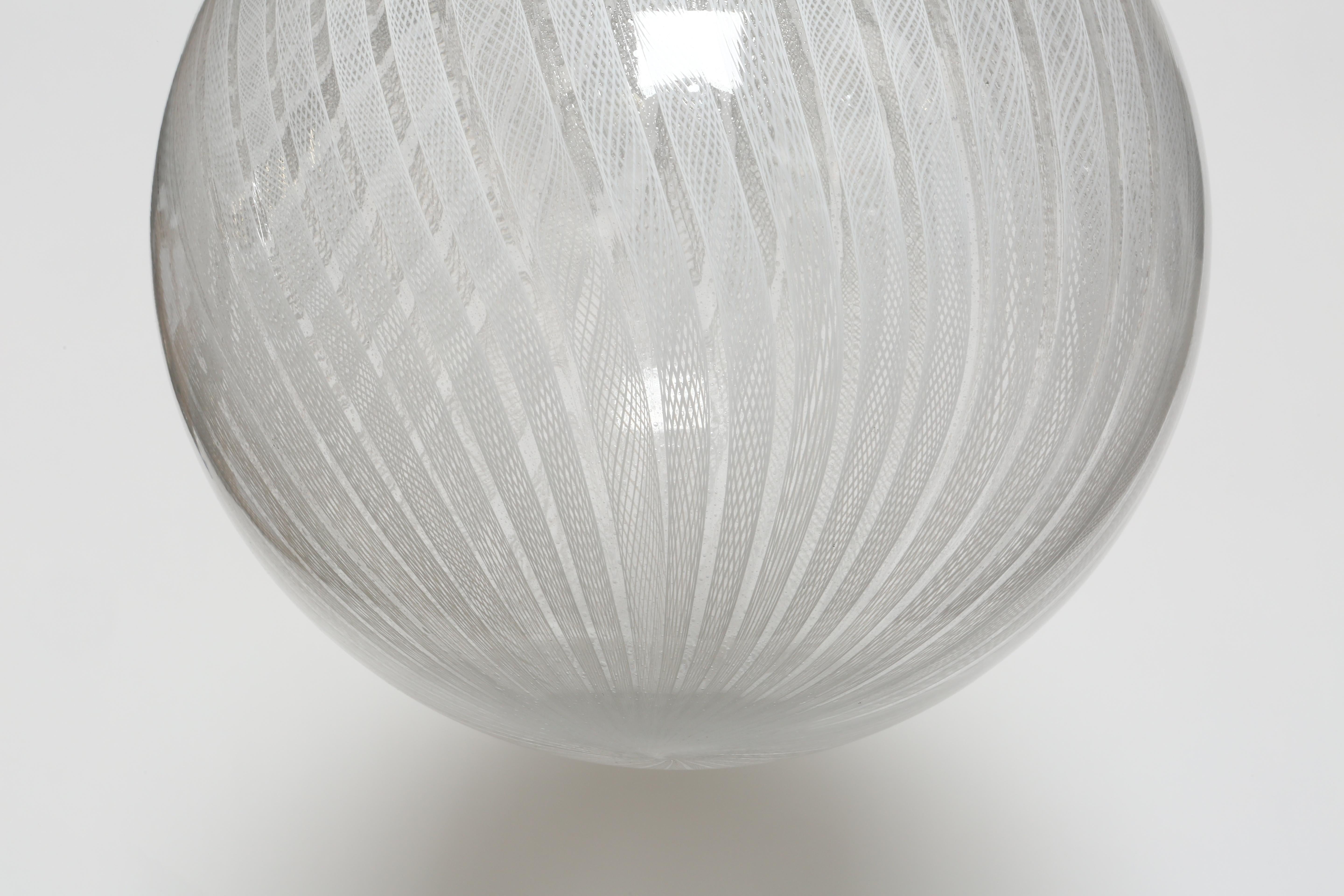 Murano Glass Ceiling Pendant in Zanfirico Glass by Venini, Attributed For Sale 1