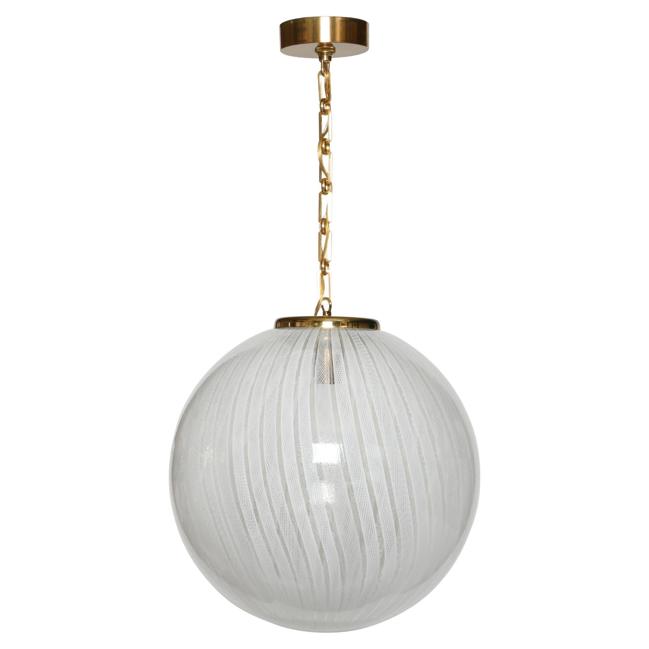Ciondolo da soffitto in vetro di Murano in vetro Zanfirico di Venini, Italia, circa 1960 in vendita