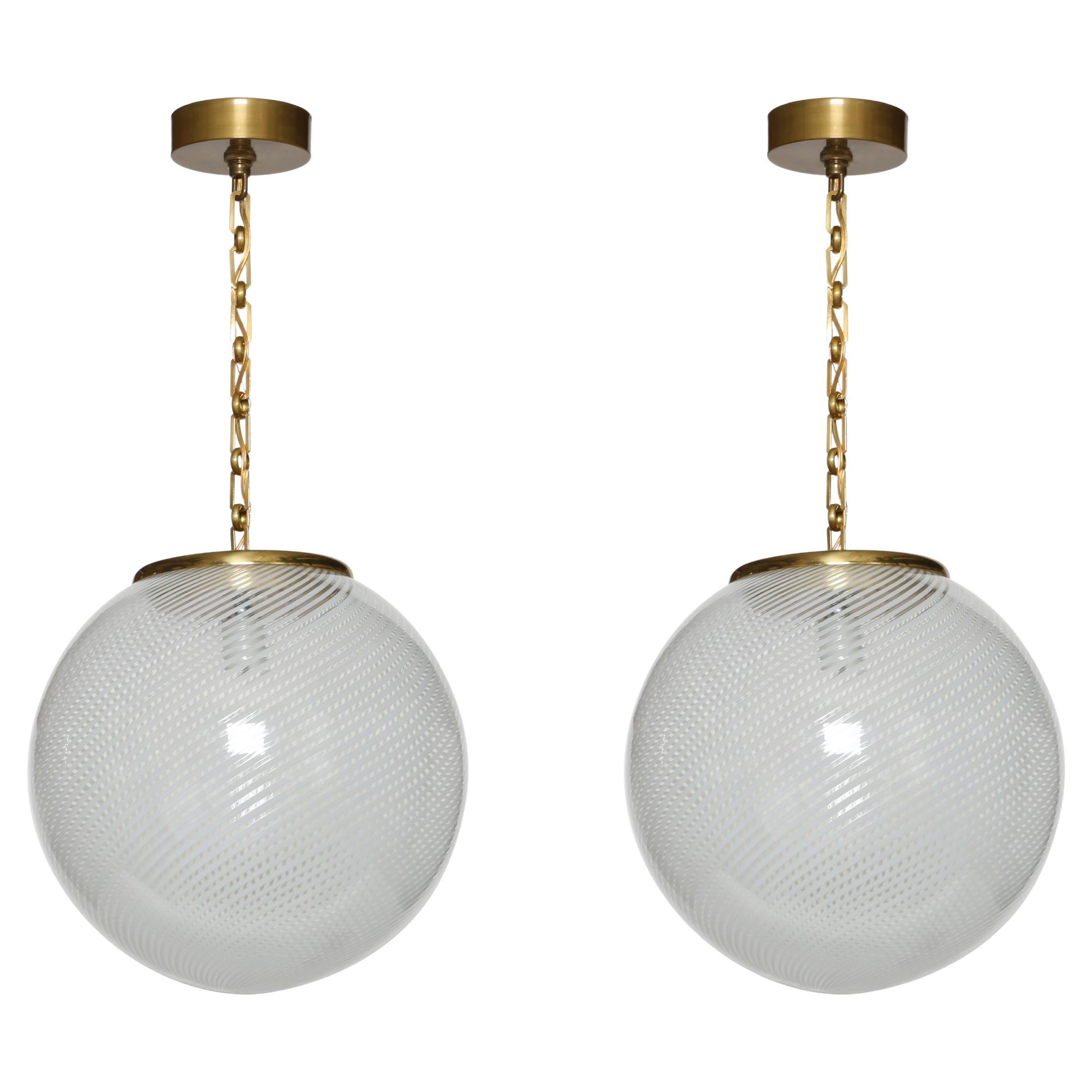Murano Glass Ceiling Pendant Light, Brass, Italy, 1960s