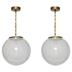 Murano Glass Ceiling Pendant Light, Brass, Italy, 1960s