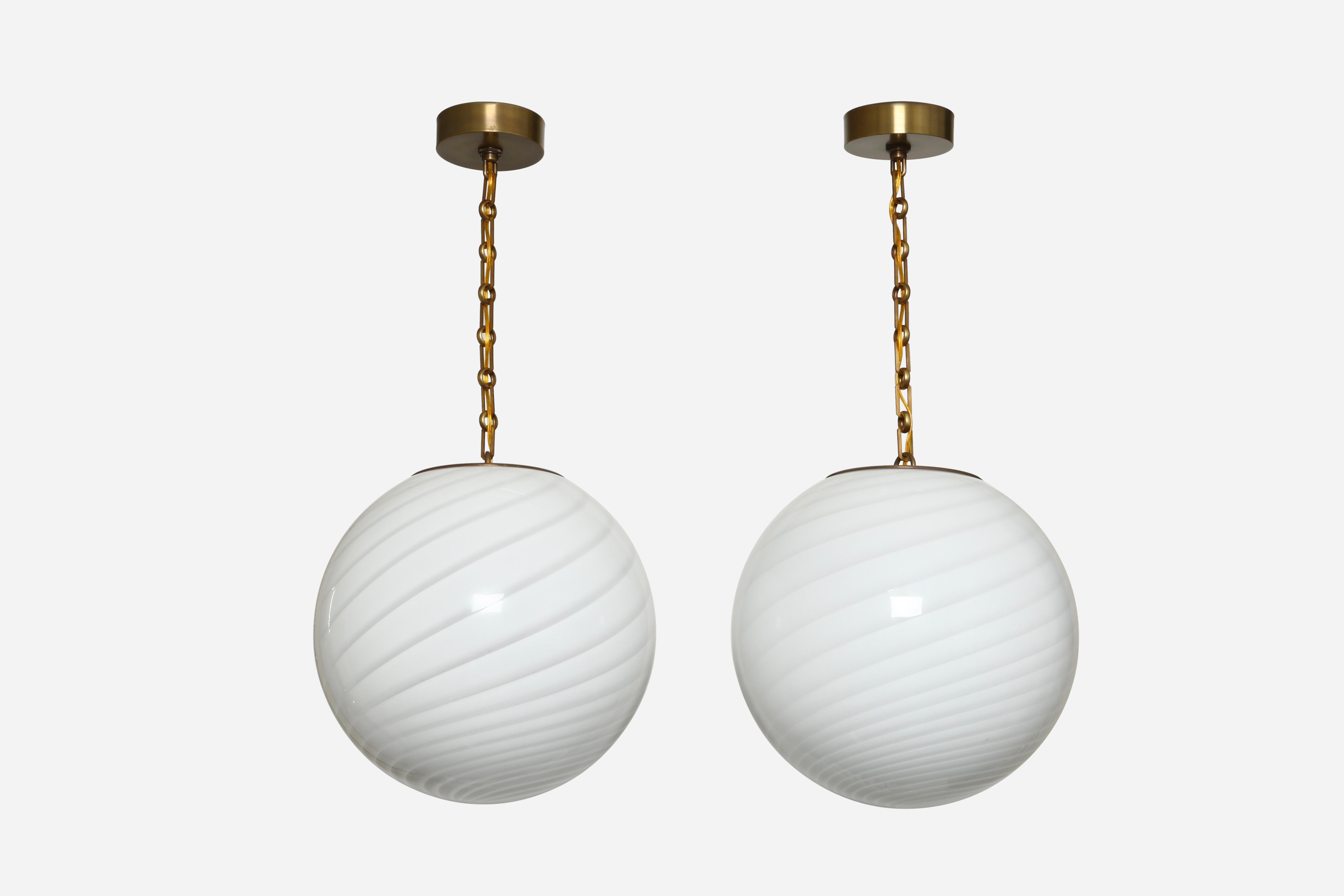 Murano glass ceiling pendants
Made for us exclusively in Italy
Hand blown glass, custom finished metal
Available in brass or patinated brass
Italy 2021
Rewired for US
Overall drop is adjustable. Chain can be made shorter or longer
Price is for one