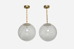 Murano Glass Ceiling Pendant Light, Hand Blown with Brass Finish
