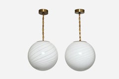 Murano Glass Ceiling Pendant Light, Hand-Blown with Brass Finish