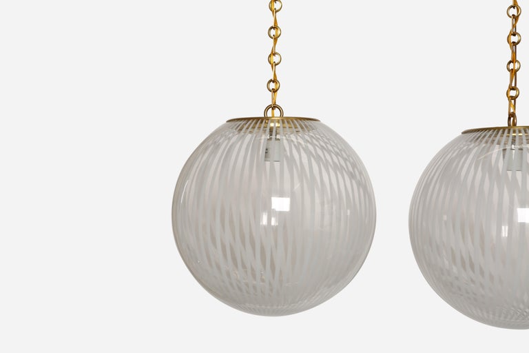 Brass Murano Glass Ceiling Pendants For Sale
