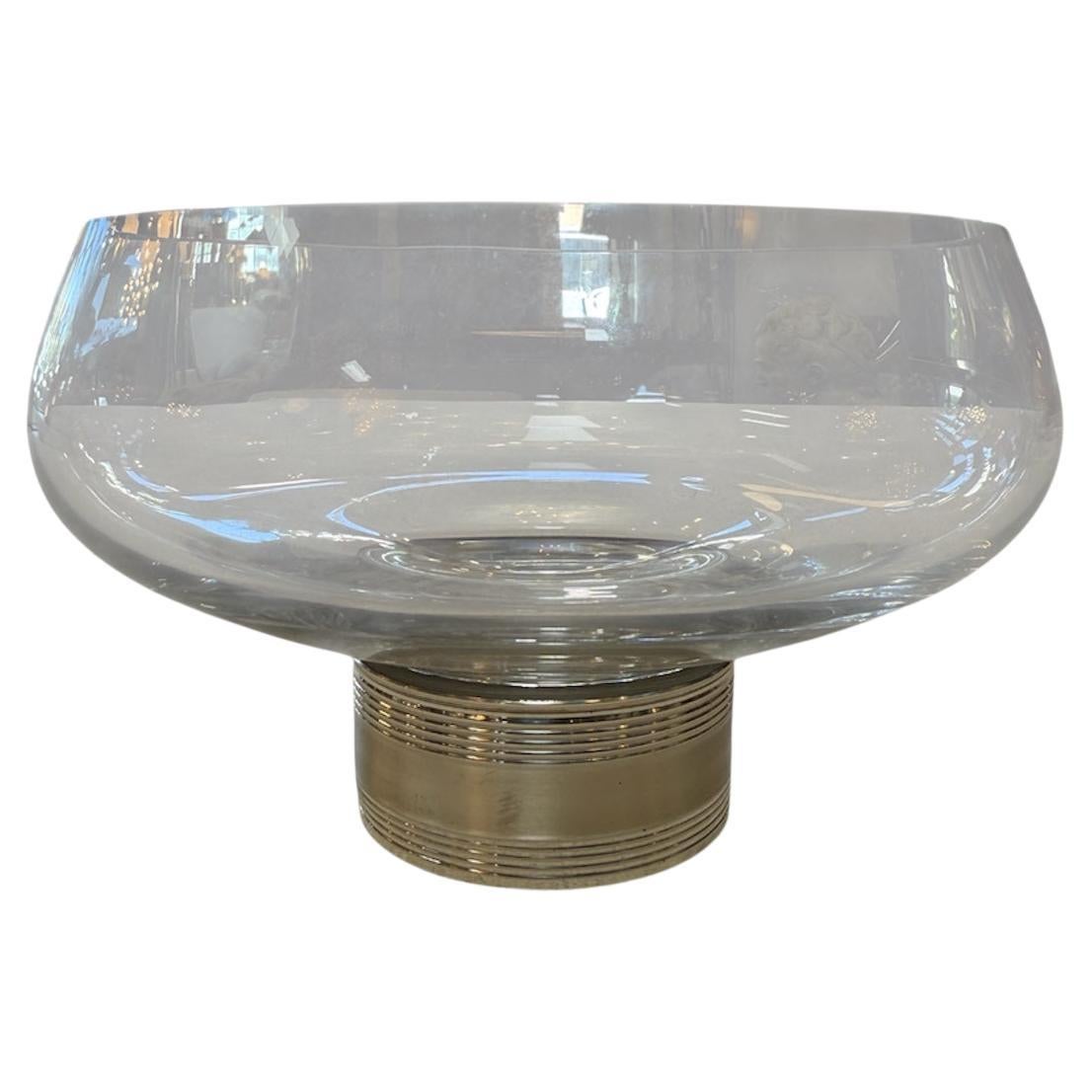 Murano Glass Centerpiece Bowl with Metal Base, Italy, 1970s For Sale