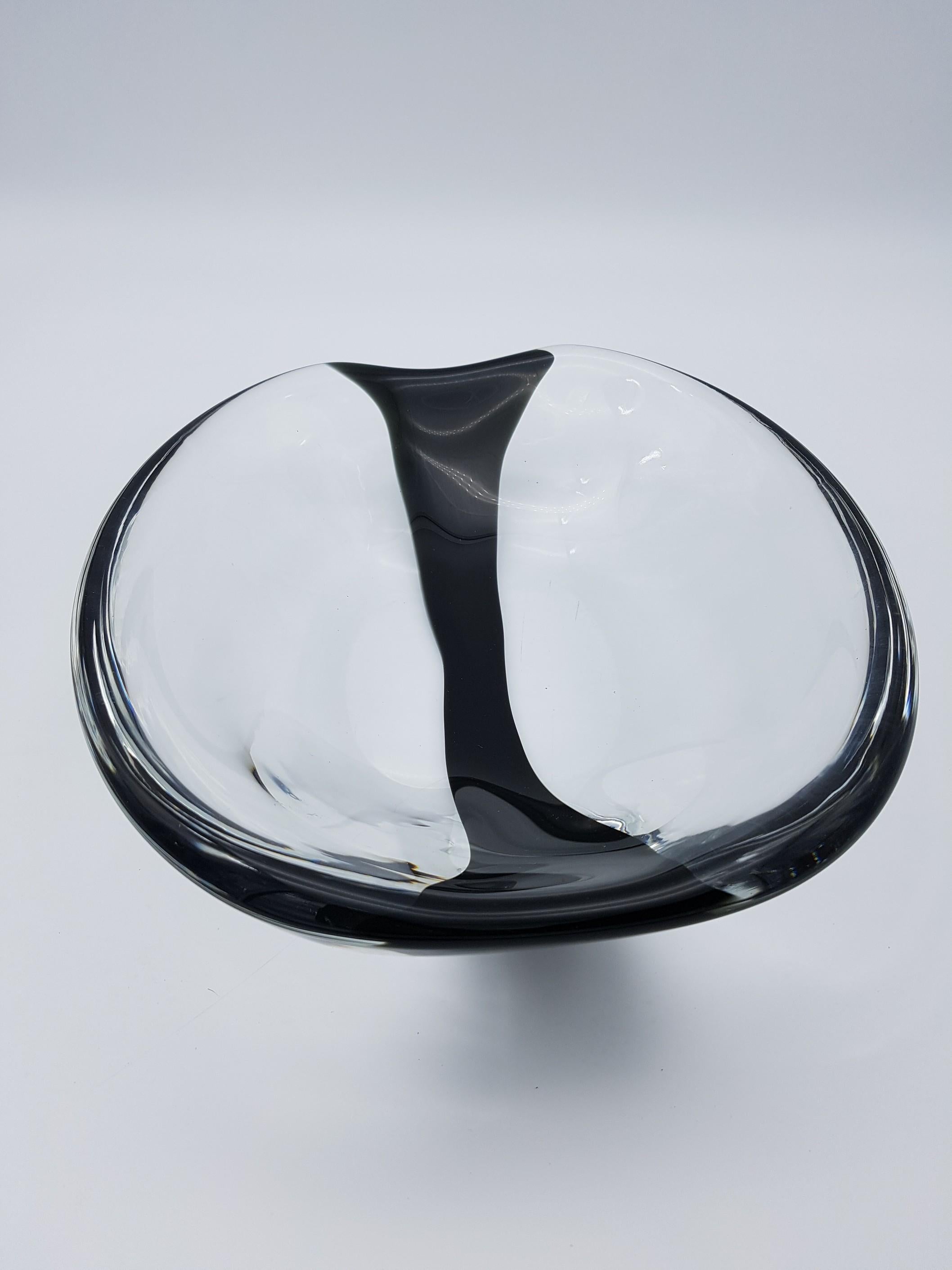 Murano Glass Centerpiece, Clear & Black by Cenedese, Design Antonio Daros, 1960s For Sale 5