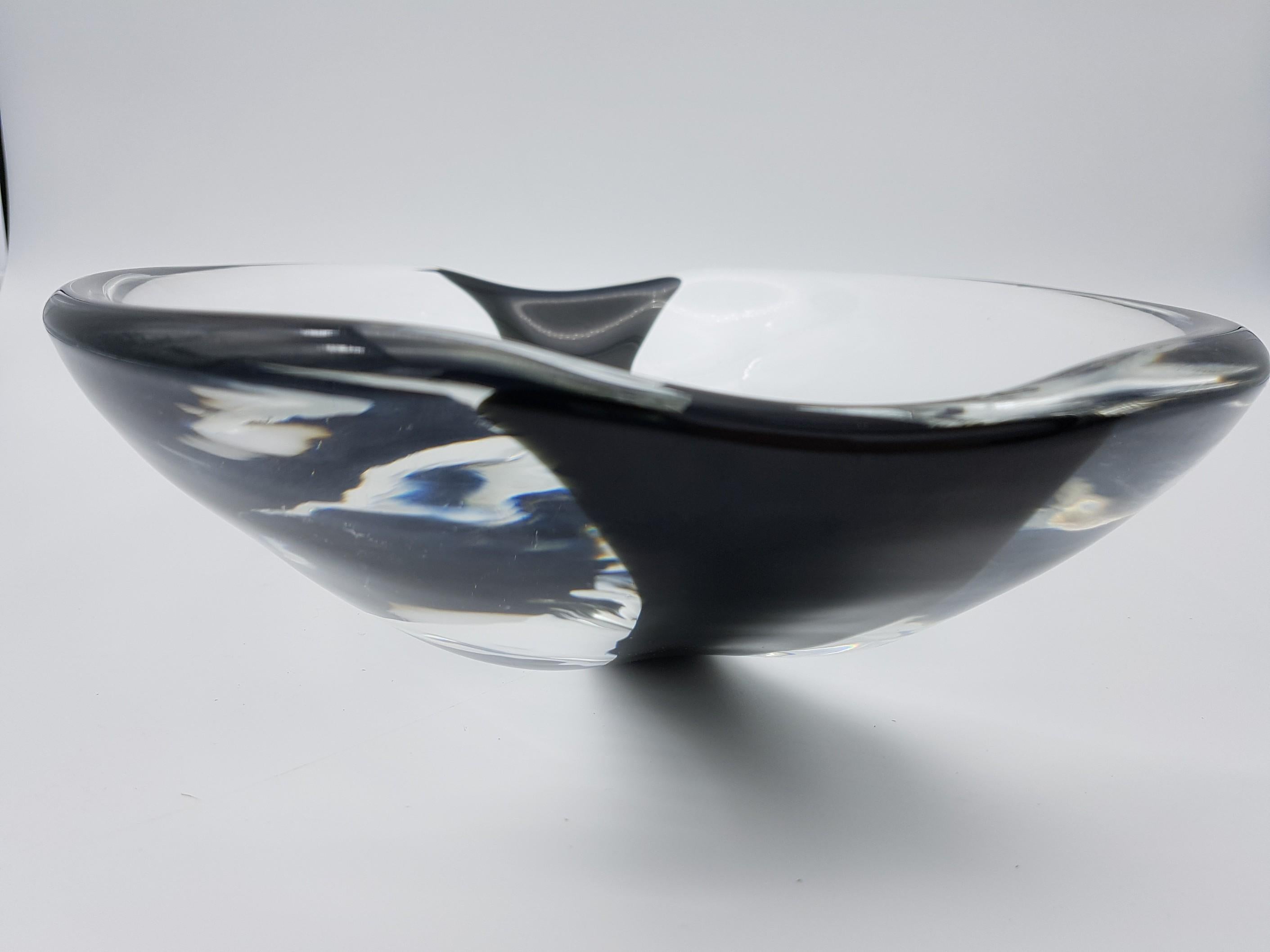 Murano Glass Centerpiece, Clear & Black by Cenedese, Design Antonio Daros, 1960s For Sale 6