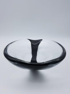 Murano Glass Centerpiece, Clear & Black by Cenedese, Design Antonio Daros, 1960s