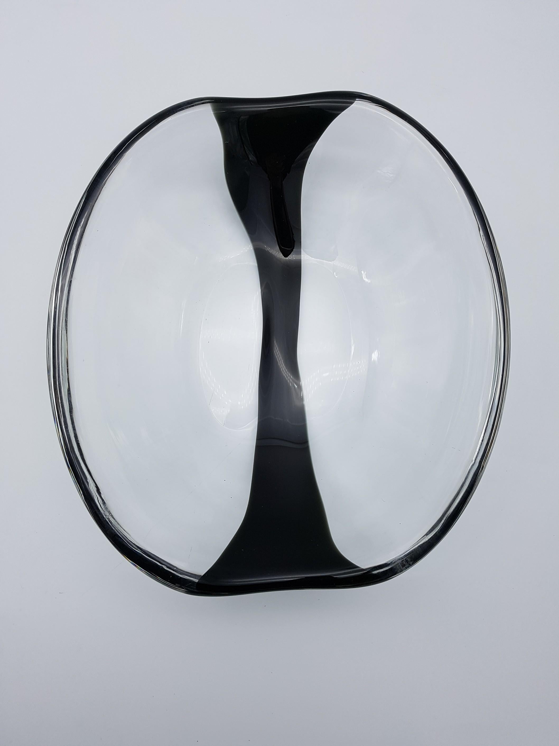 Murano Glass Centerpiece, Clear & Black by Cenedese, Design Antonio Daros, 1960s For Sale 1