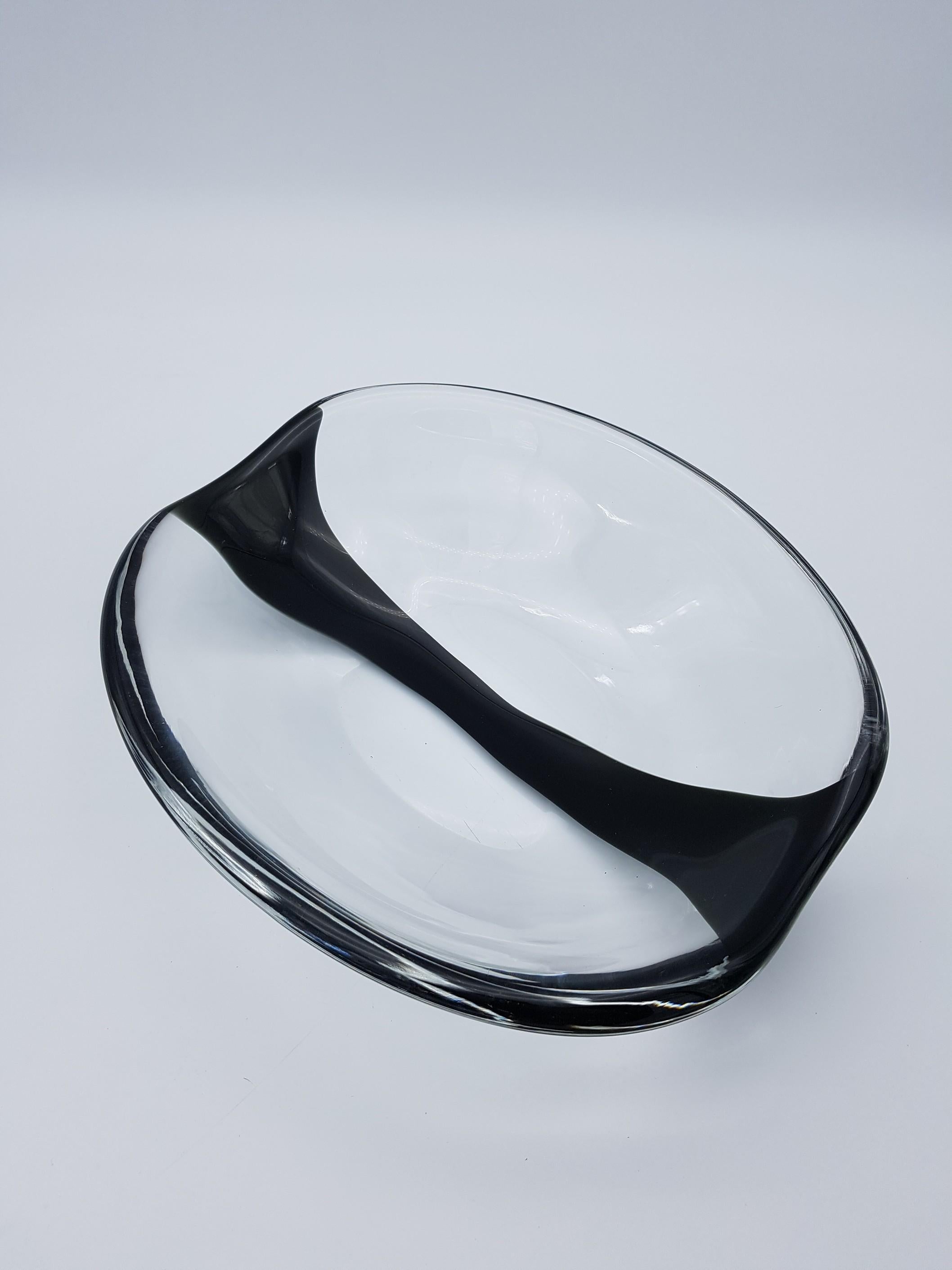 Murano Glass Centerpiece, Clear & Black by Cenedese, Design Antonio Daros, 1960s For Sale 4