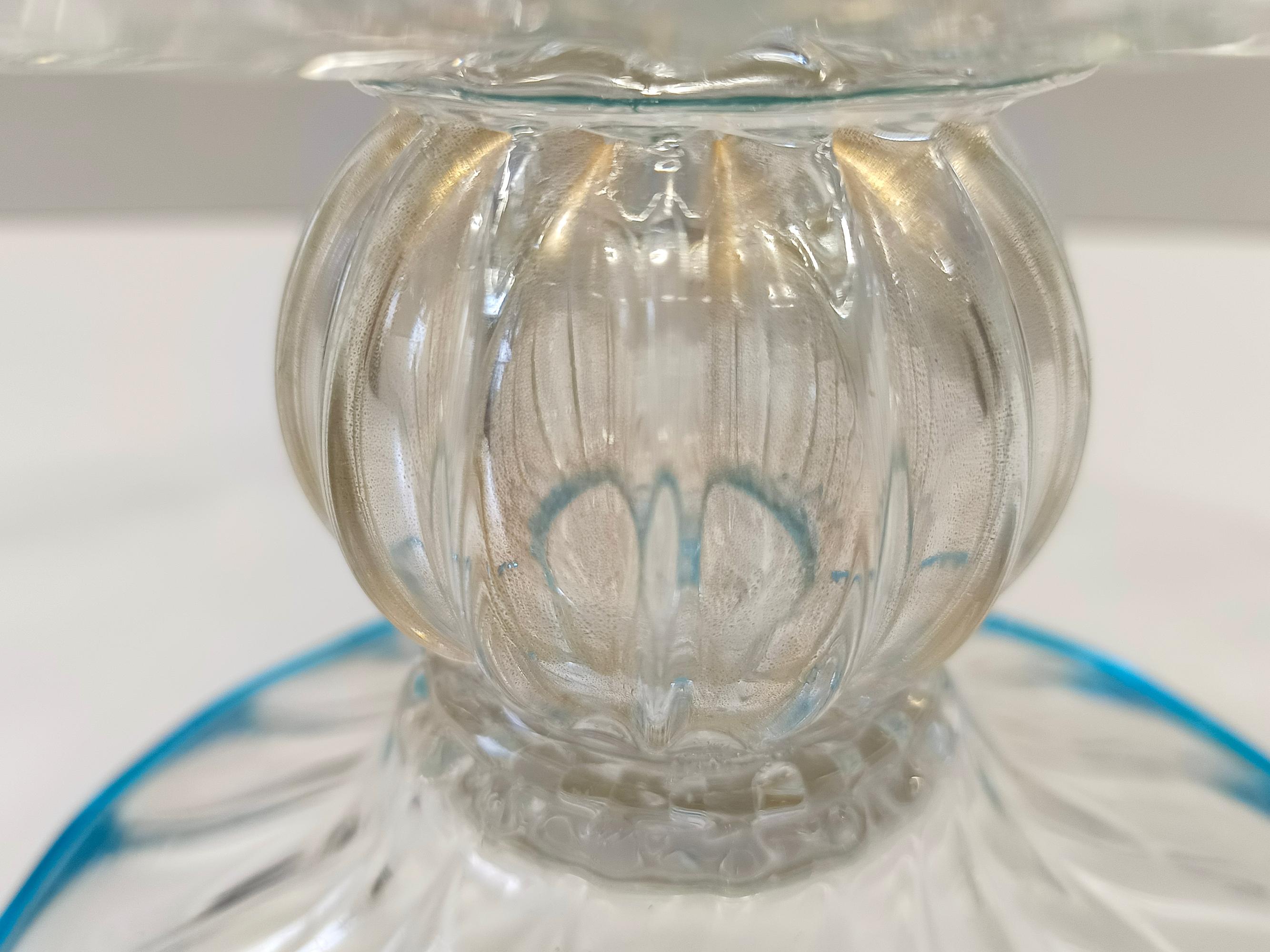 Centrotavola in vetro di Murano - Ciotola a piedistallo attribuita ad Alberto Doná, Italia in vendita 3