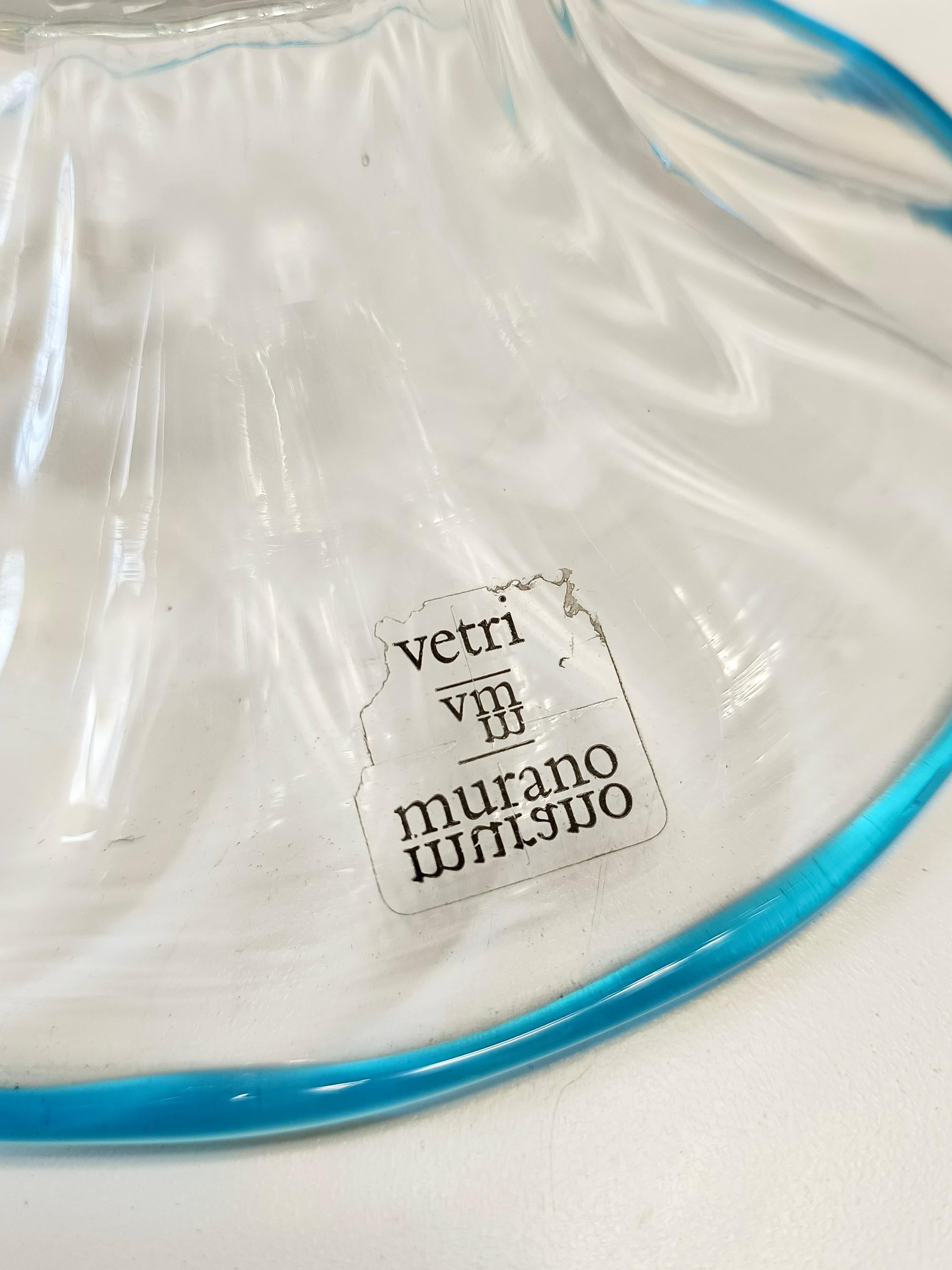Centrotavola in vetro di Murano - Ciotola a piedistallo attribuita ad Alberto Doná, Italia in vendita 6