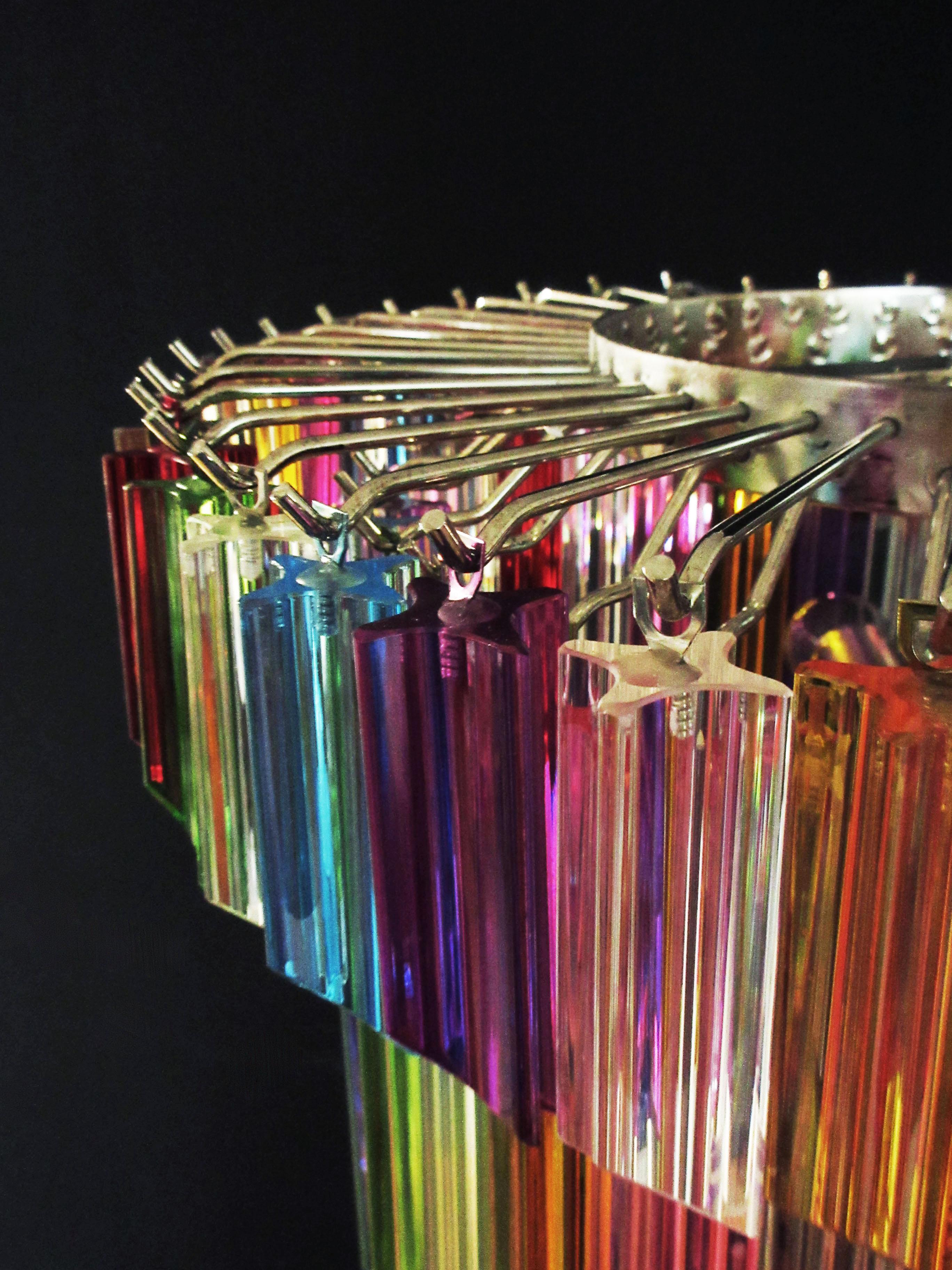Murano Glass Chandelier, 111 Multi-Color Quadriedri For Sale 1