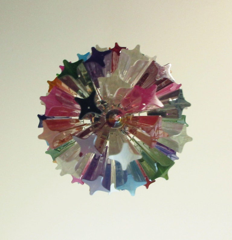 Murano Glass Chandelier, 111 Multi-Color Quadriedri In Good Condition For Sale In Gaiarine Frazione Francenigo (TV), IT