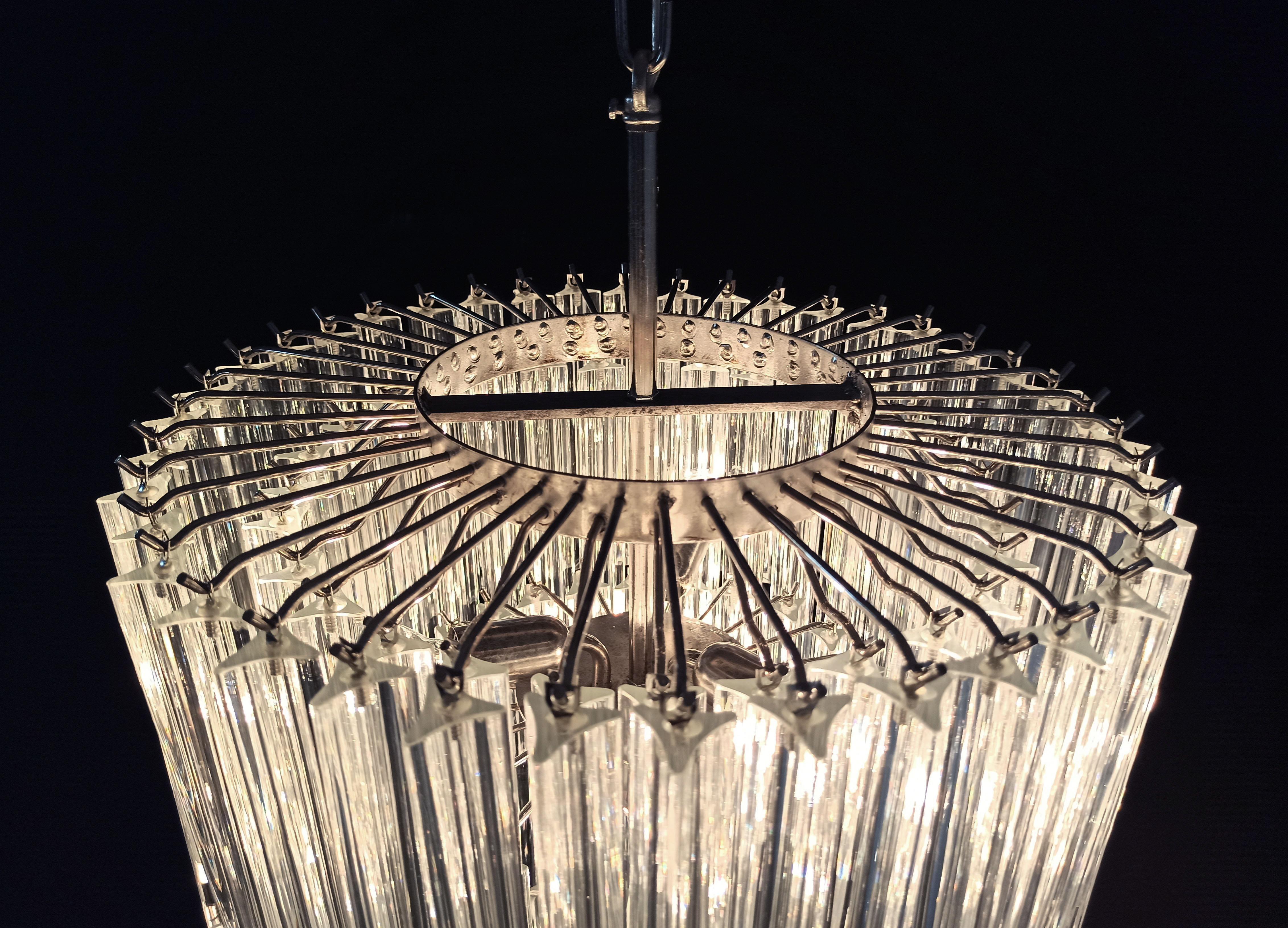Murano glass chandelier -  111 trasparent triedri For Sale 2