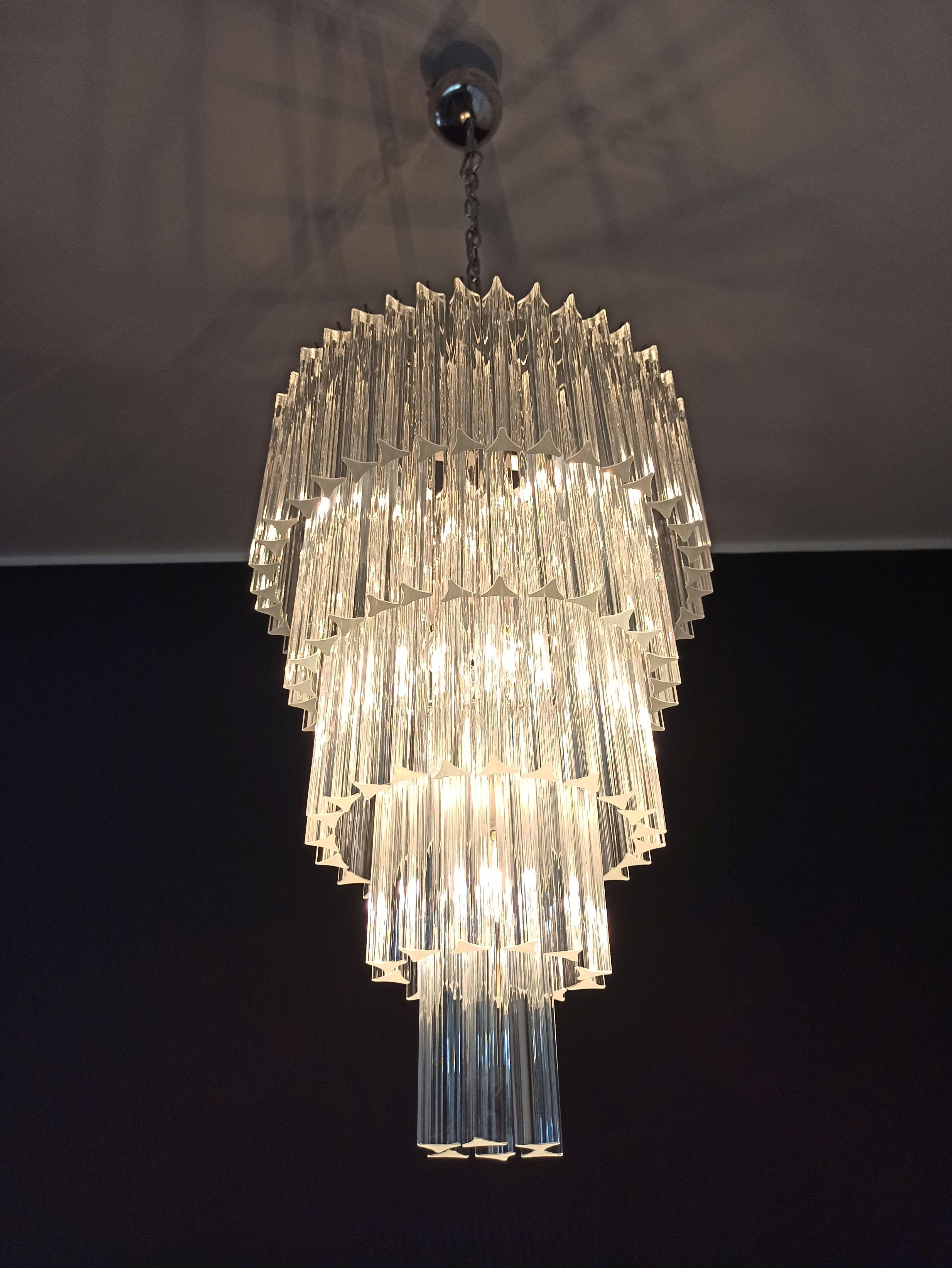 Murano glass chandelier -  111 trasparent triedri For Sale 3