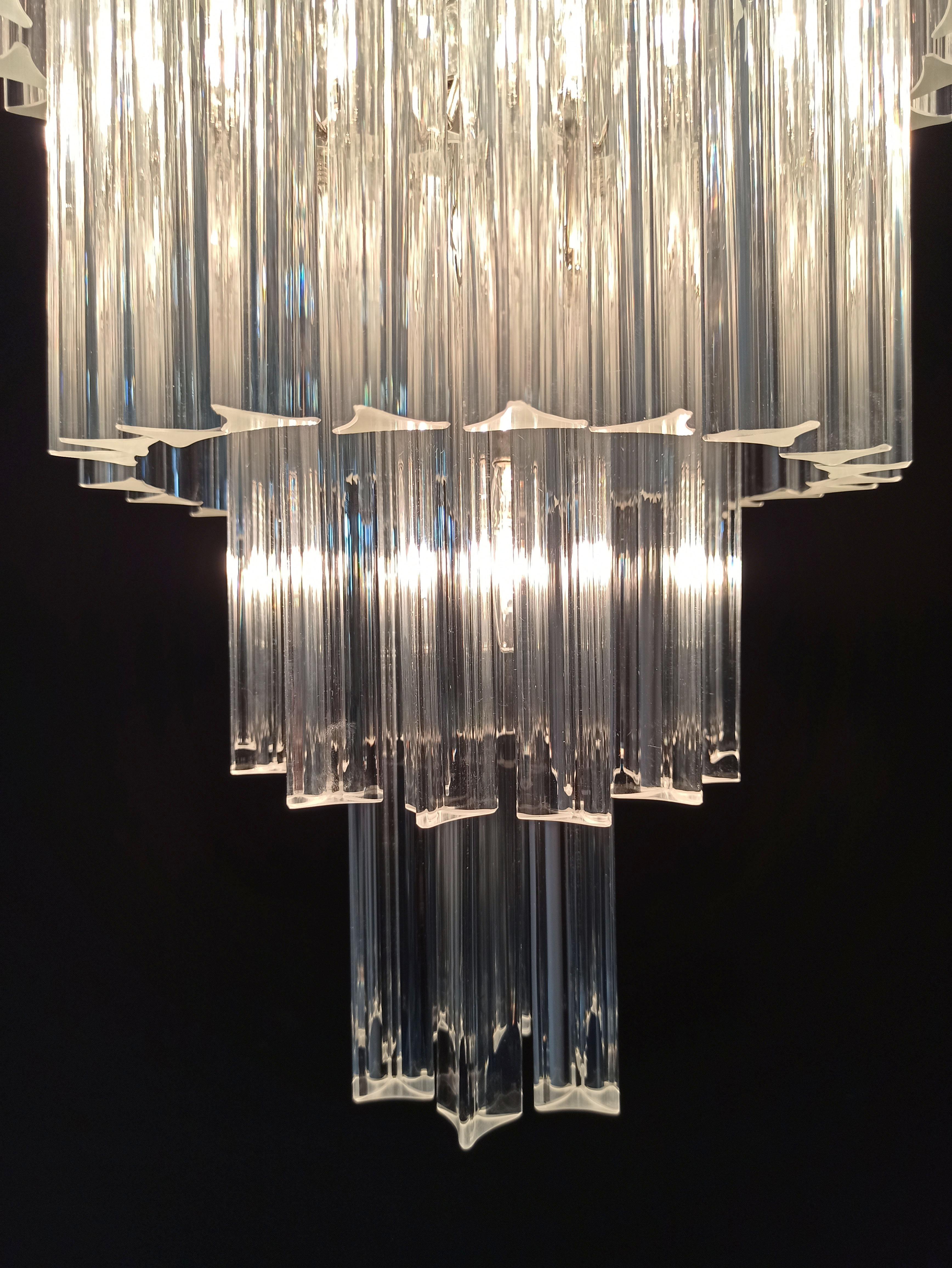 Murano glass chandelier -  111 trasparent triedri For Sale 4