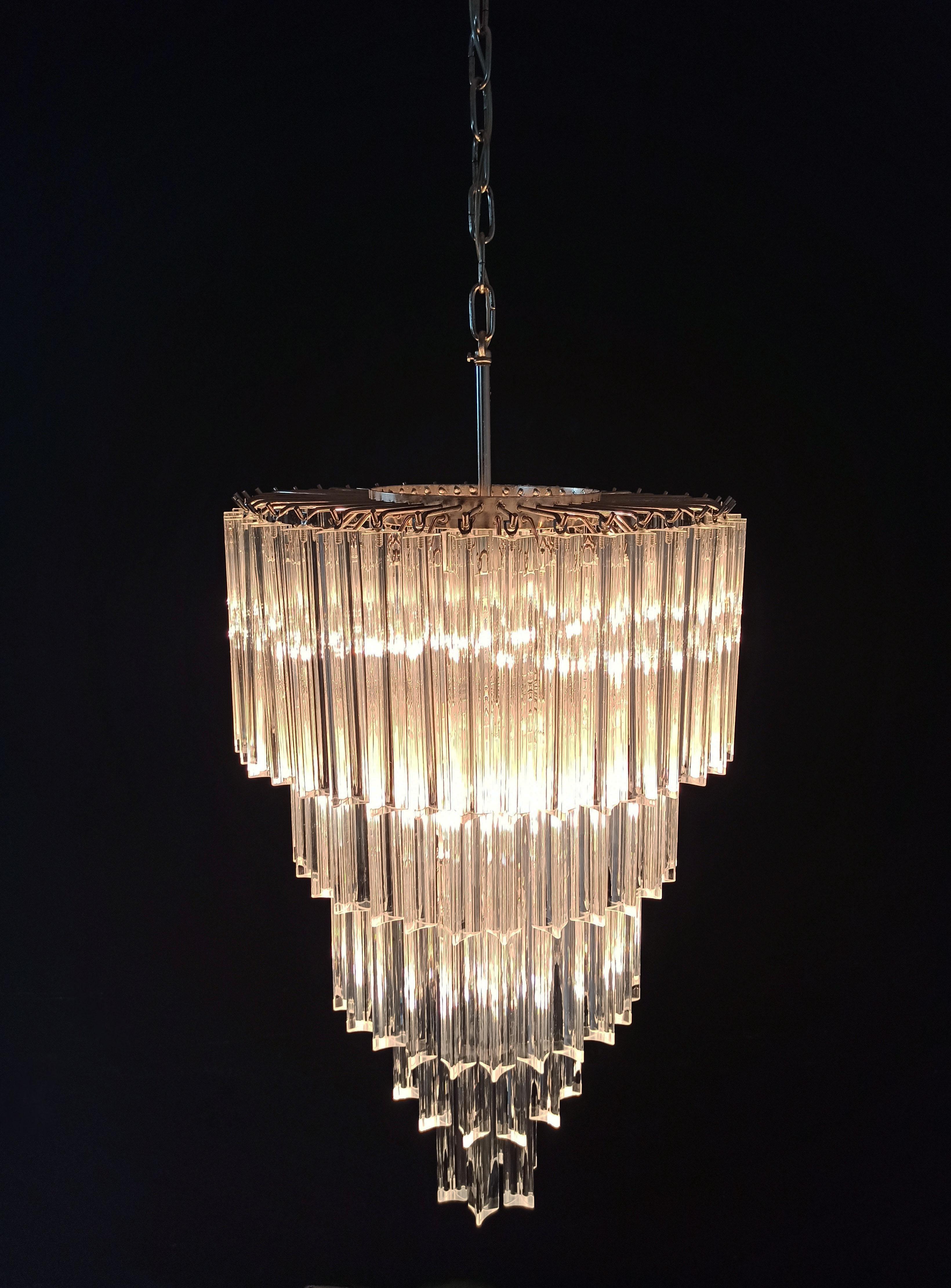 Murano glass chandelier -  111 trasparent triedri For Sale 5