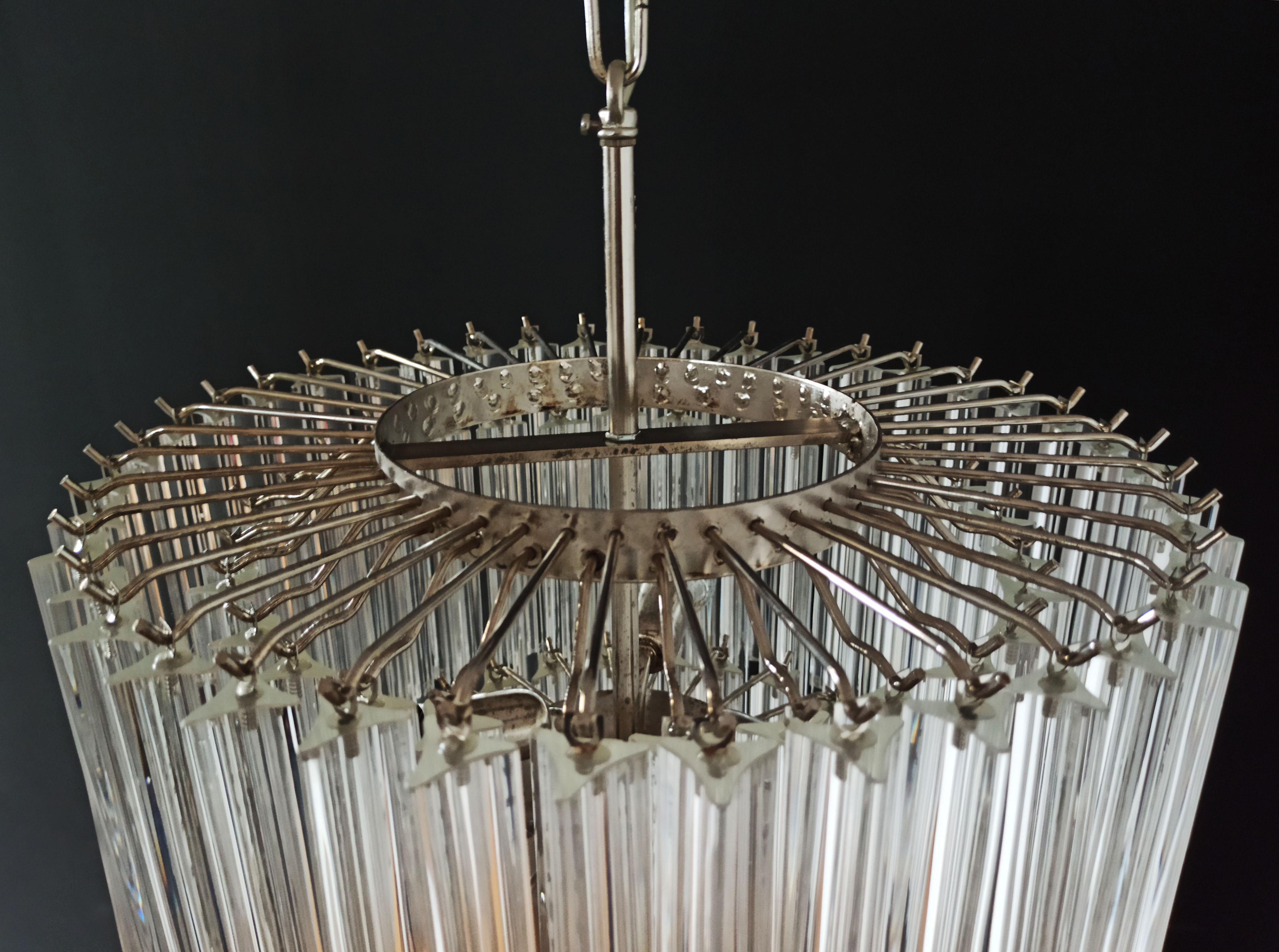 Murano glass chandelier -  111 trasparent triedri For Sale 8