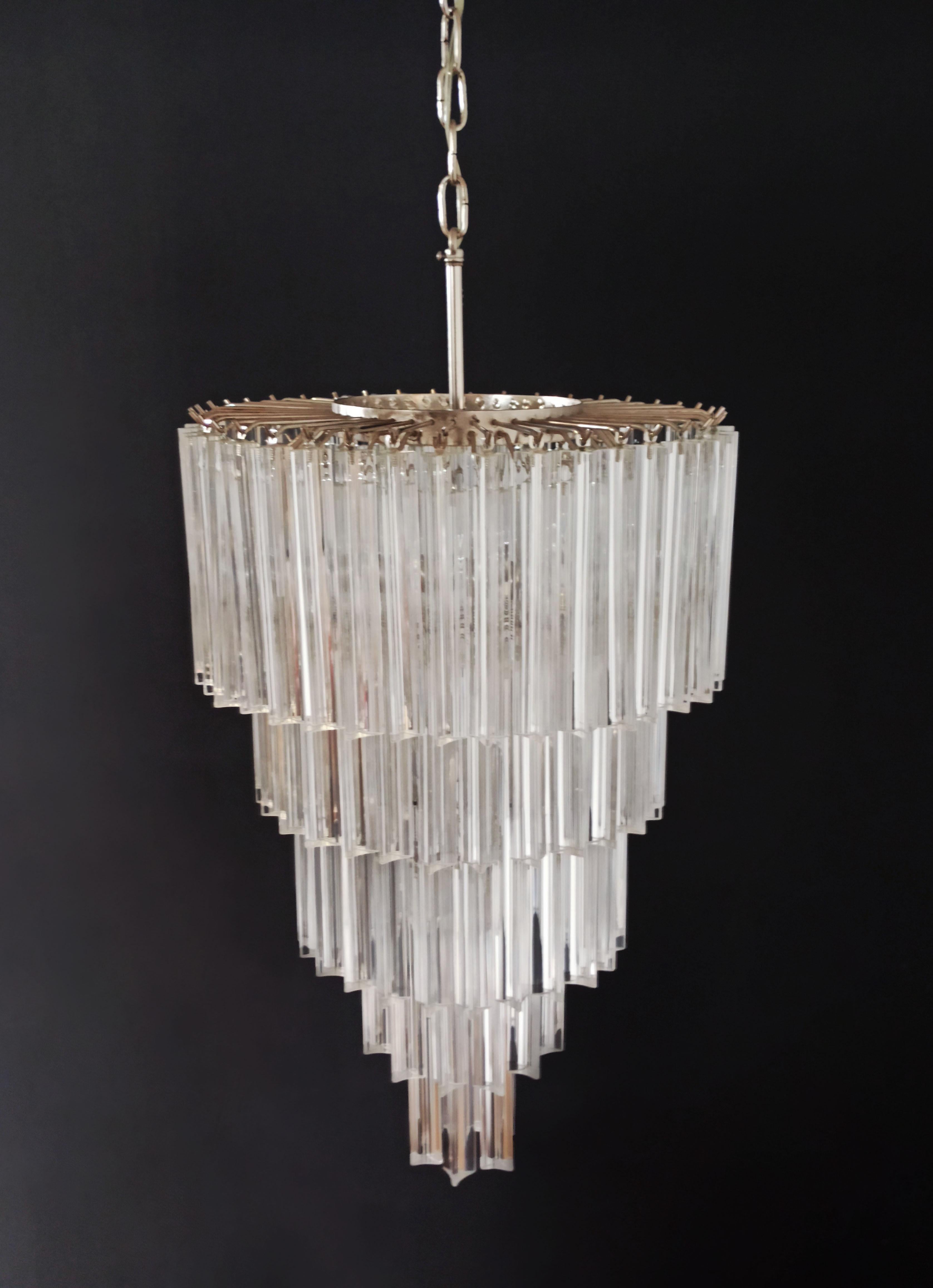 Murano glass chandelier -  111 trasparent triedri For Sale 9