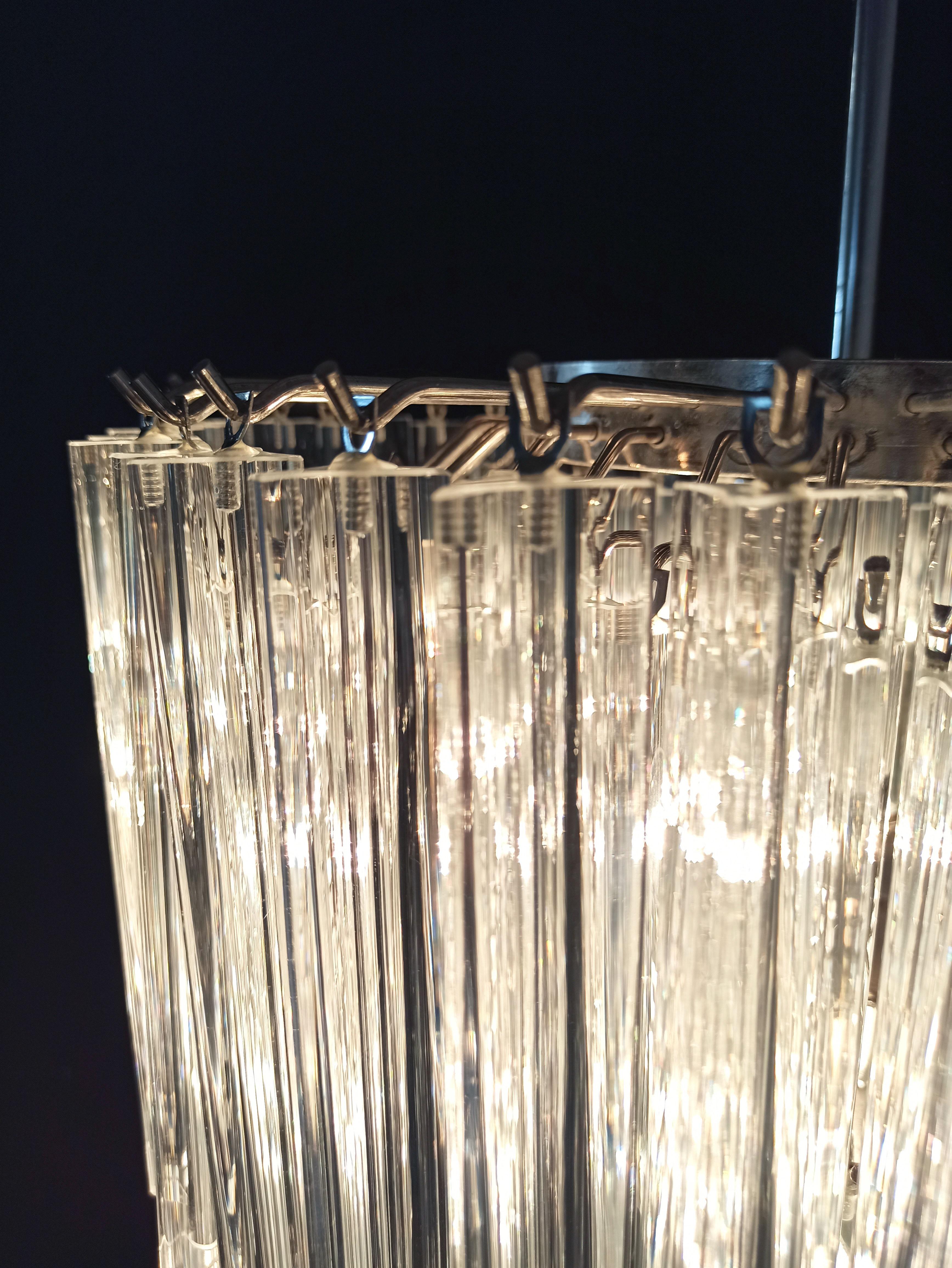 Murano glass chandelier -  111 trasparent triedri For Sale 1