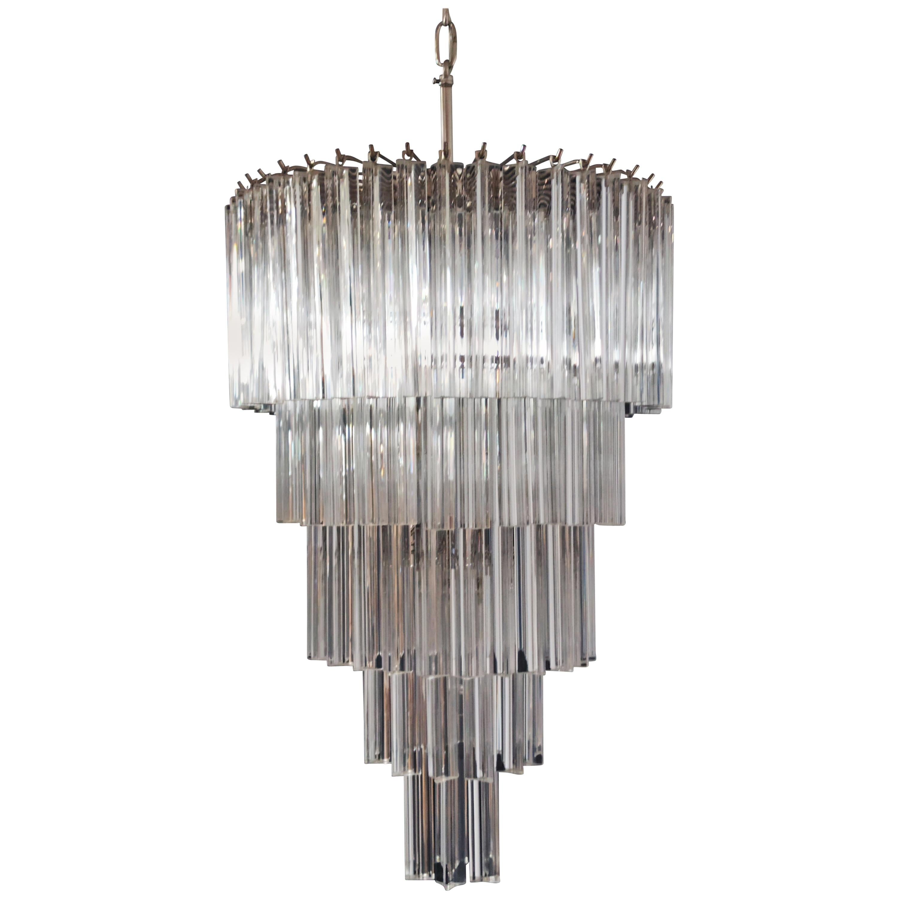 Murano glass chandelier -  111 trasparent triedri