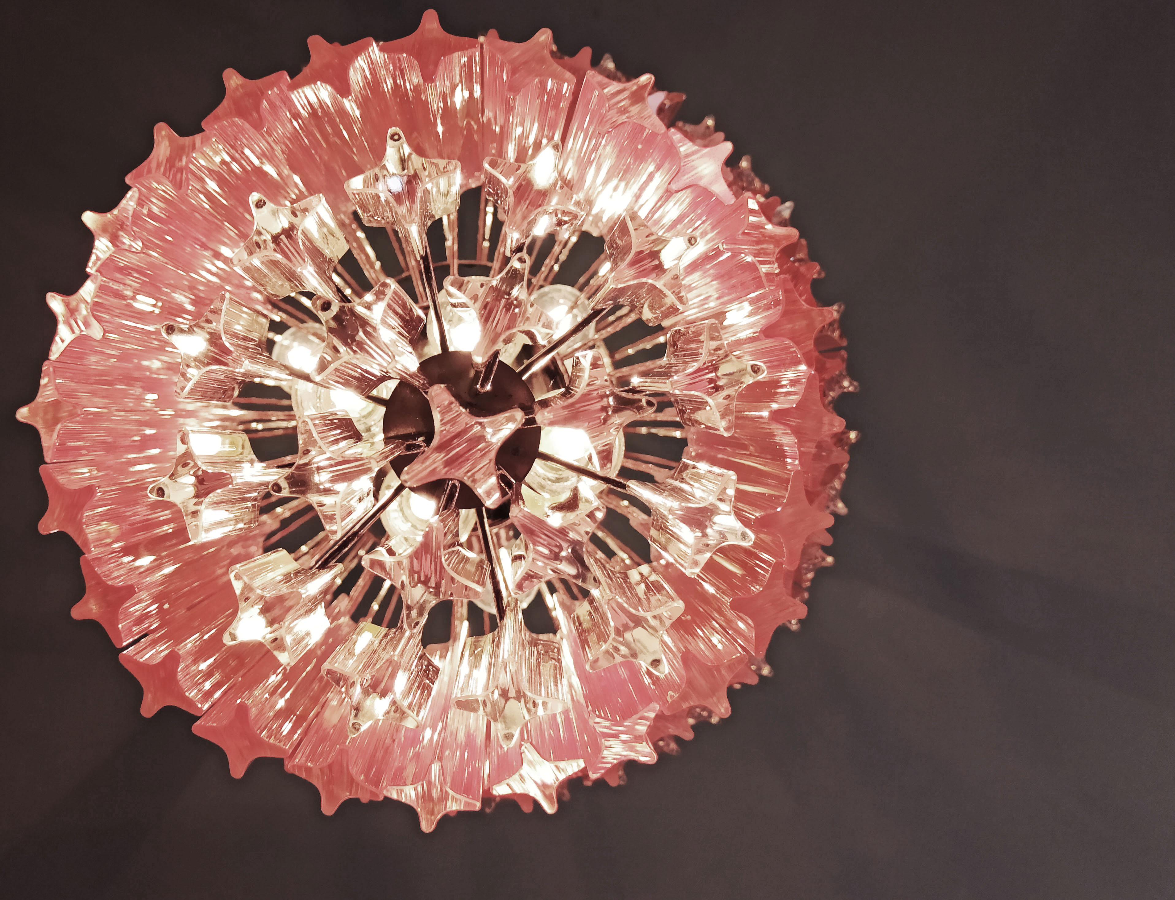Murano Glass Chandelier, 112 Pink Quadriedri 1
