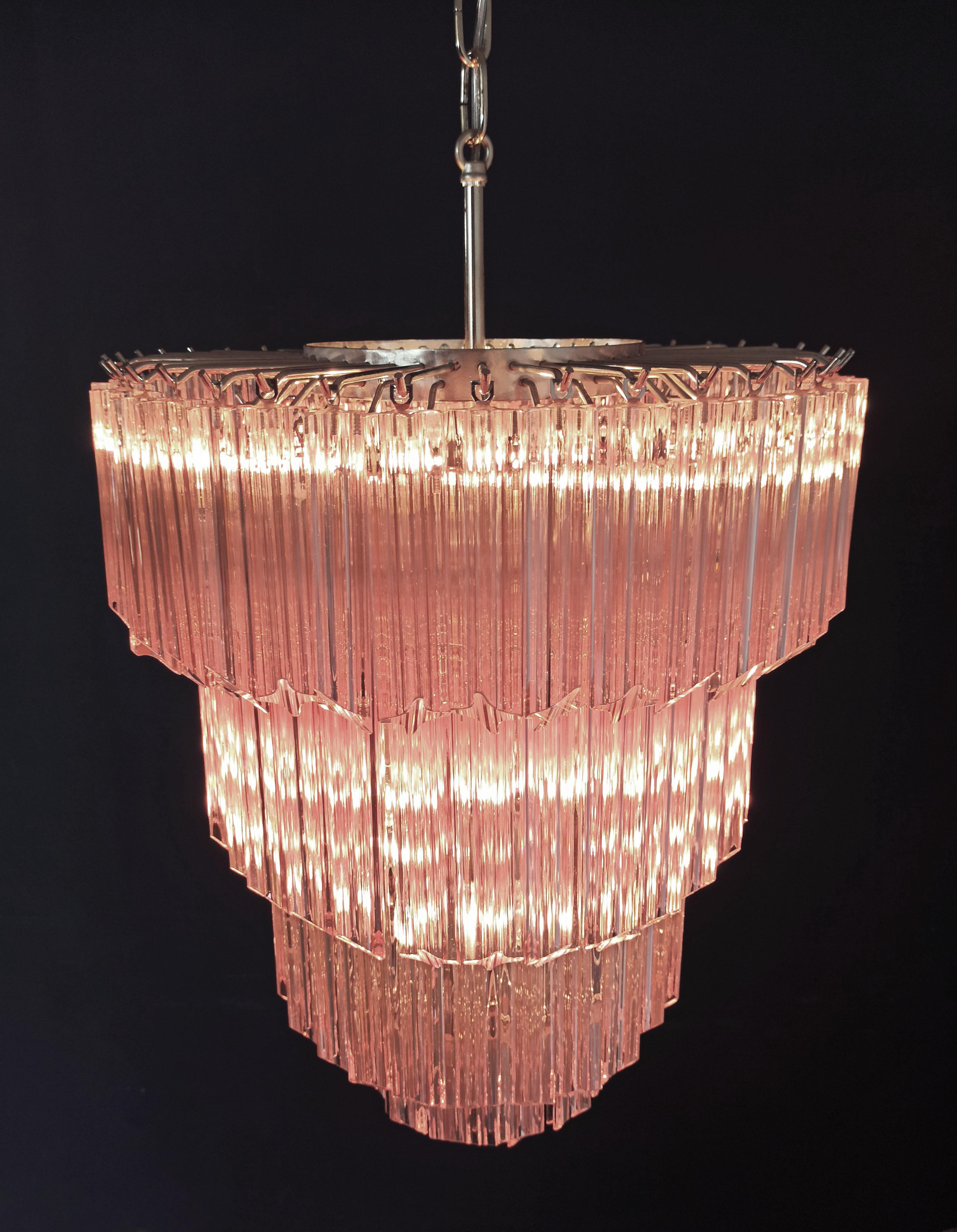 Murano Glass Chandelier, 112 Pink Quadriedri For Sale 6