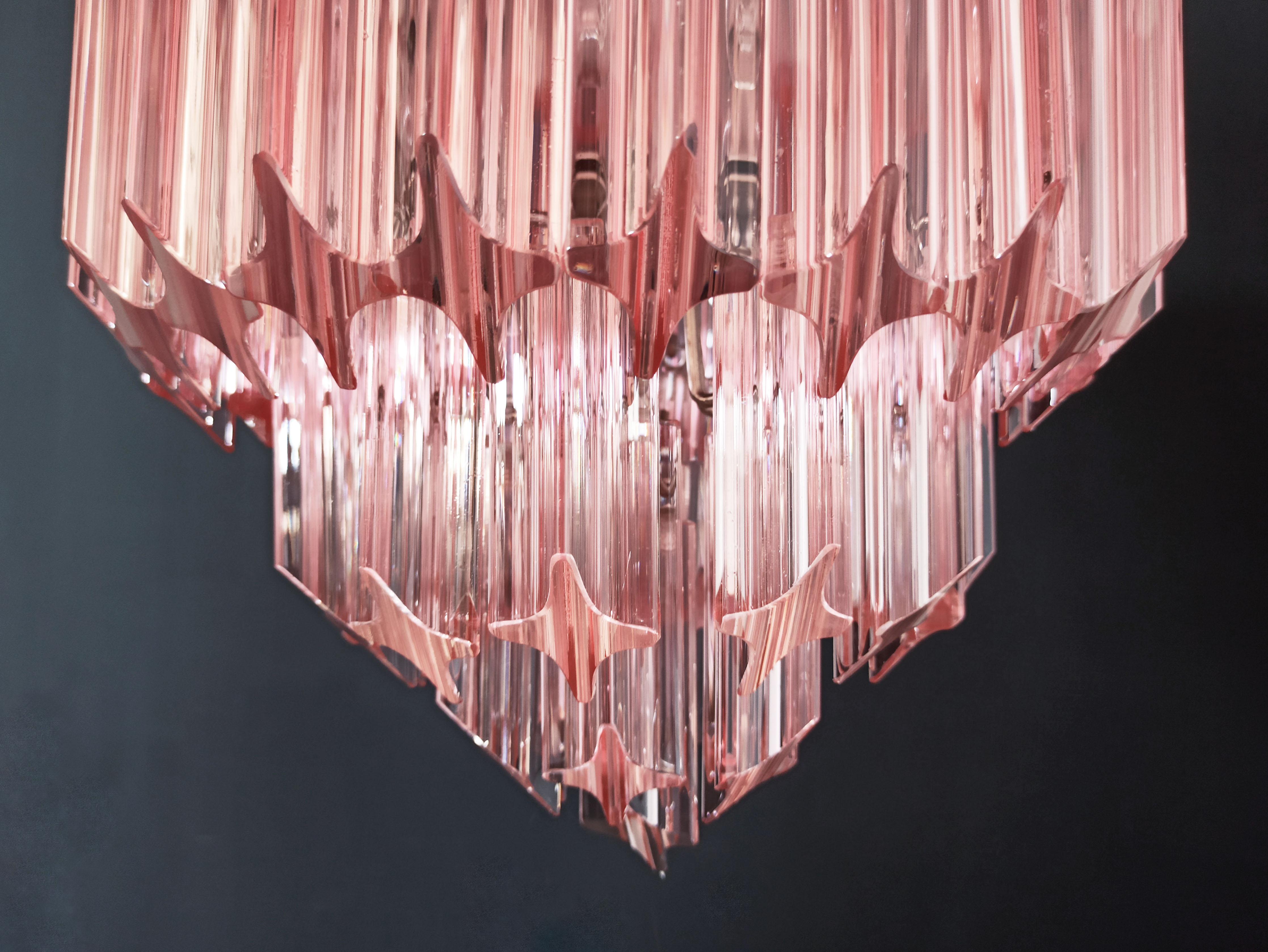 Murano Glass Chandelier, 112 Pink Quadriedri For Sale 8