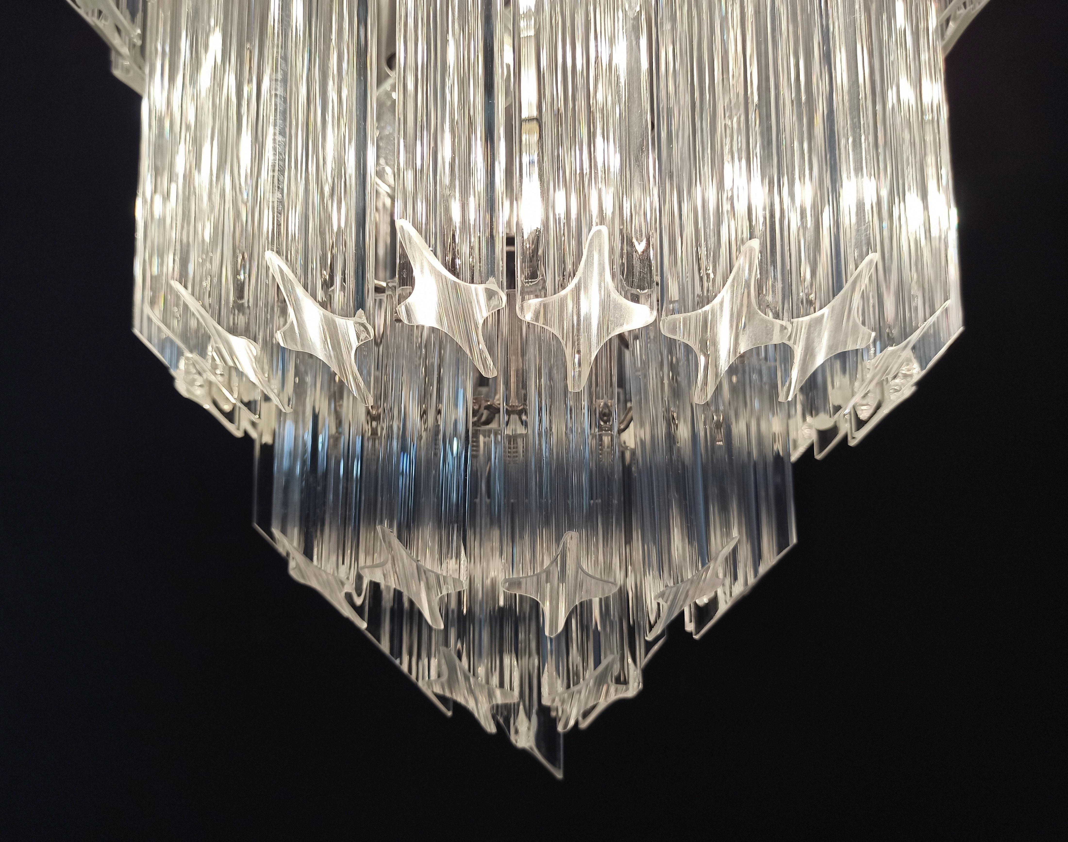 Murano Glass Chandelier, 112 Transparent Quadriedri For Sale 5