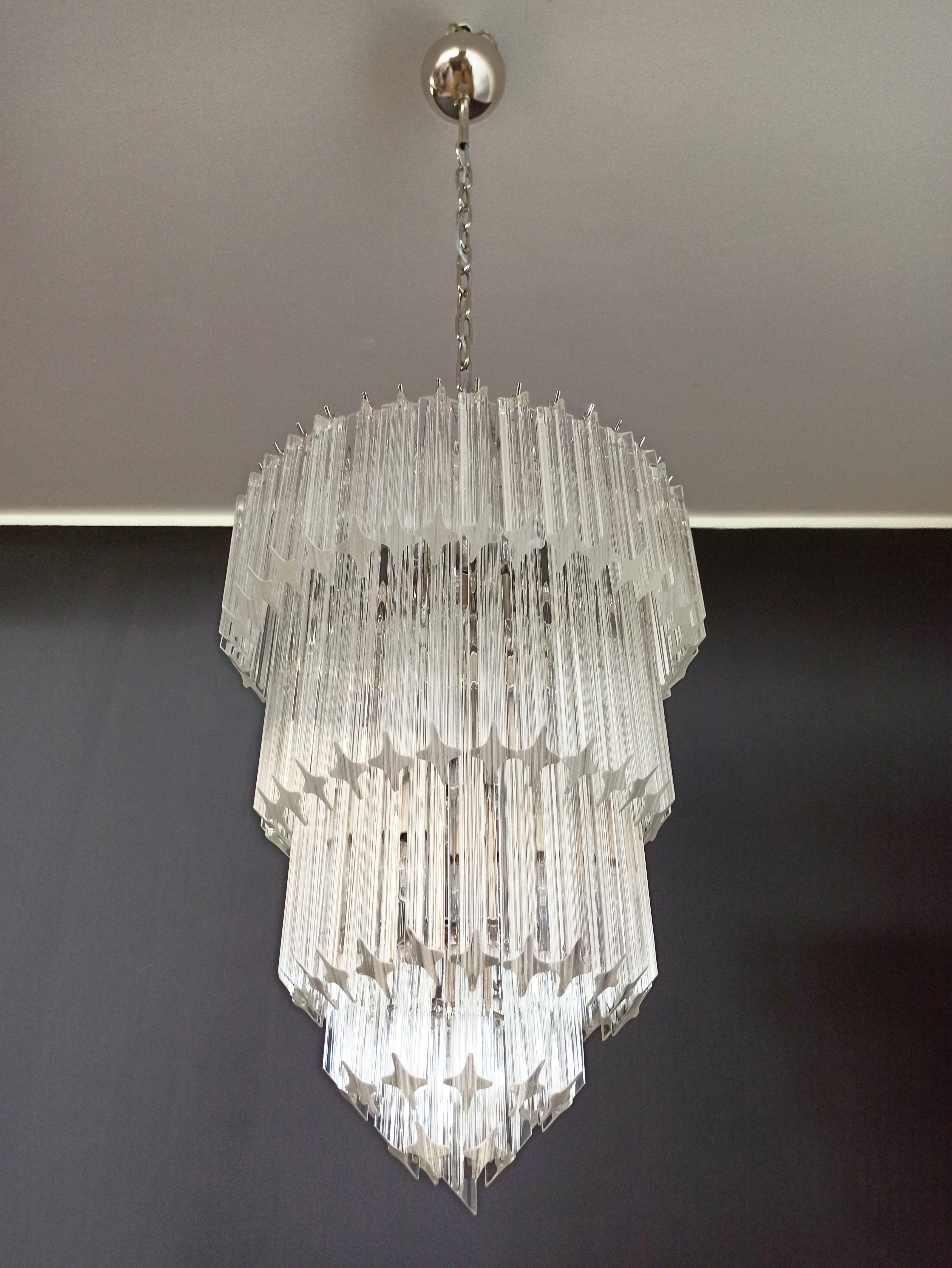 Murano Glass Chandelier, 112 Transparent Quadriedri For Sale 12