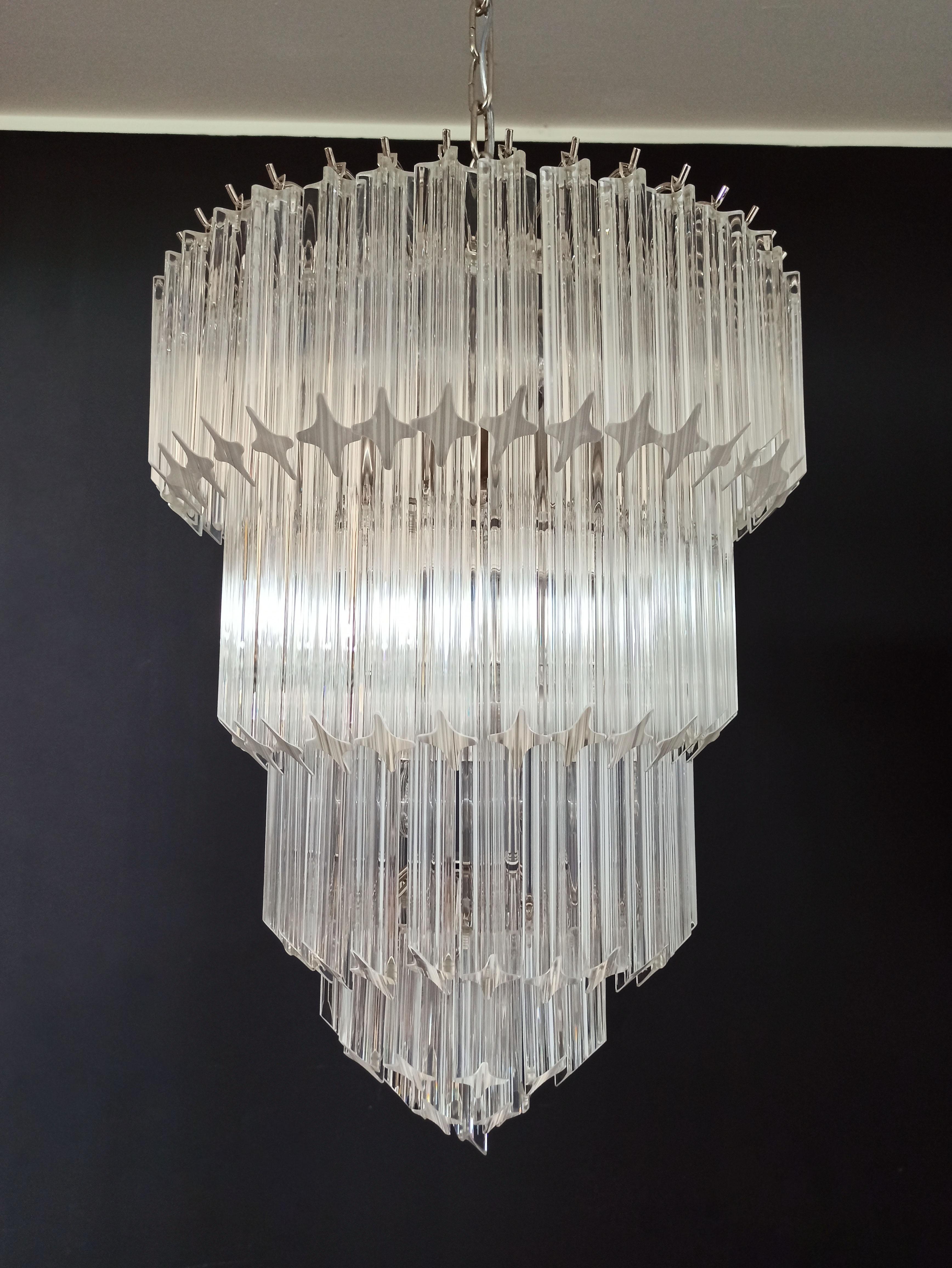 Murano Glass Chandelier, 112 Transparent Quadriedri For Sale 13
